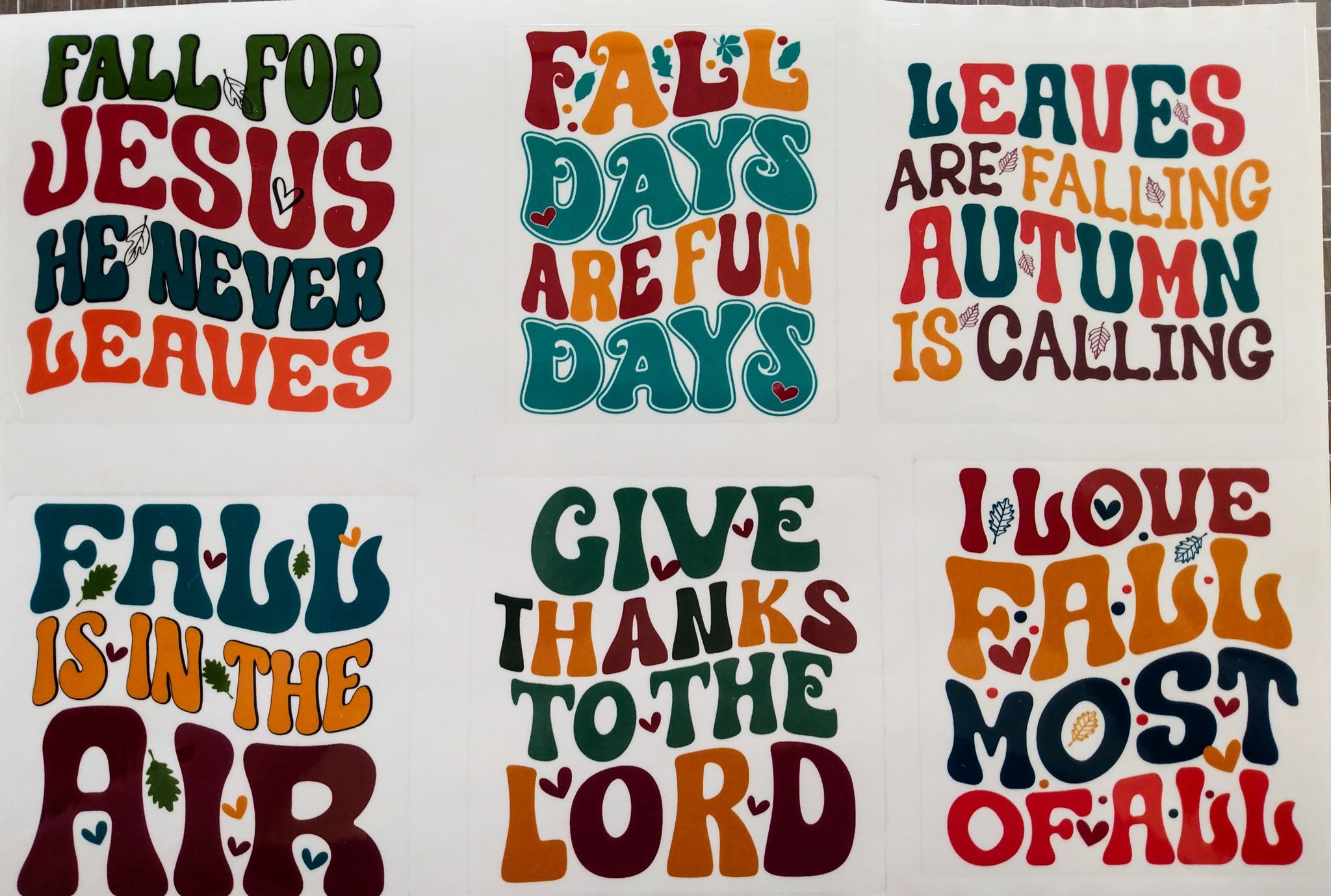 Transparent Adhesive Decals - Fall Sayings 2 - 12" x 8.5" - The Vinyl Haus Main image