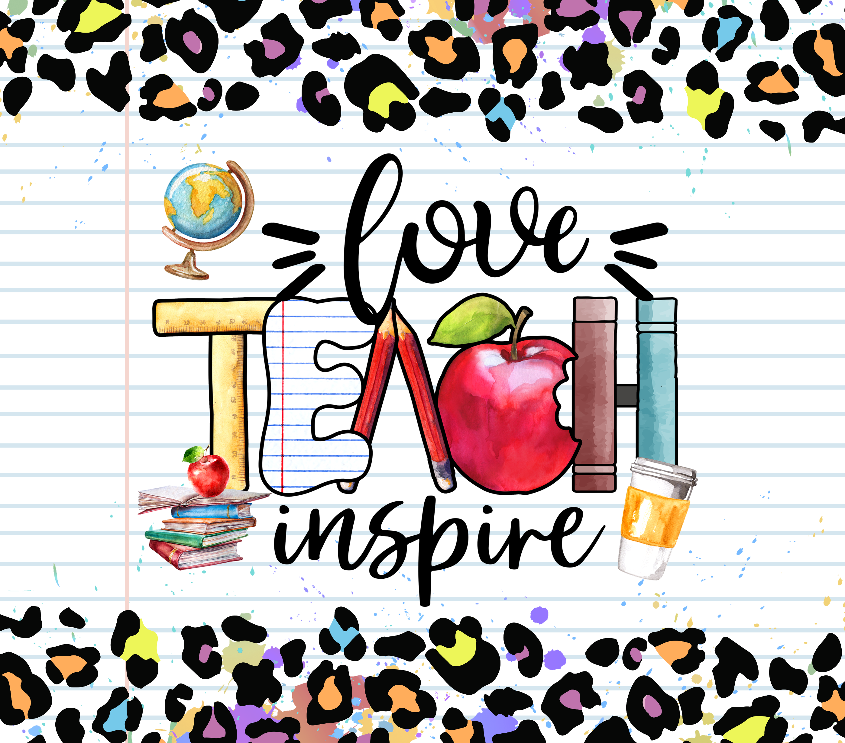 Sublimation Tumbler Wrap -Teacher leopard - The Vinyl Haus