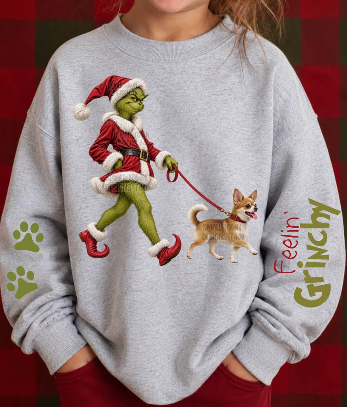 DTF PRINT - Green Guy walking Chihuahua