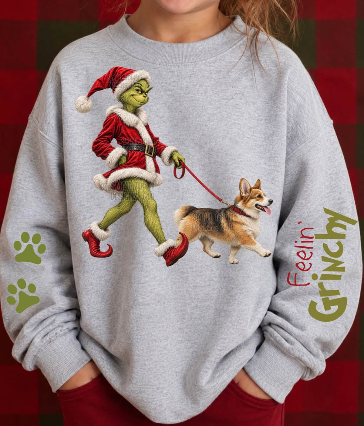 DTF PRINT - Green Guy walking Corgi
