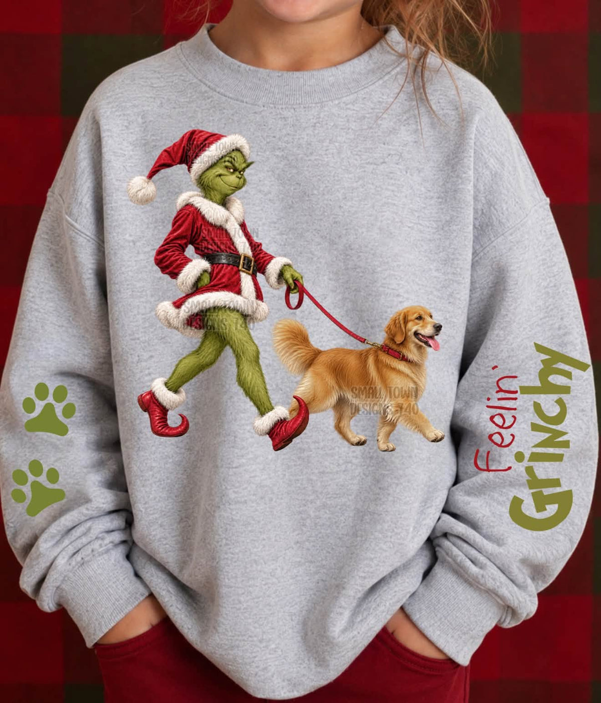 DTF PRINT - Green Guy walking Golden Retriever