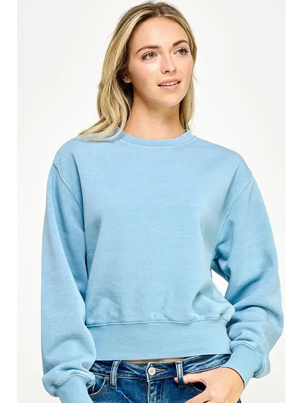 Burnout Fleece Sweatshirt- Light Blue