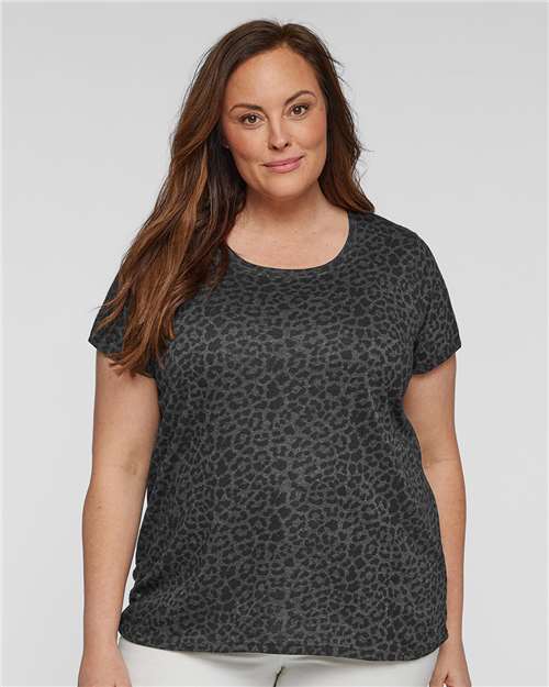 LAT Apparel Womens Curvy-Black Leopard