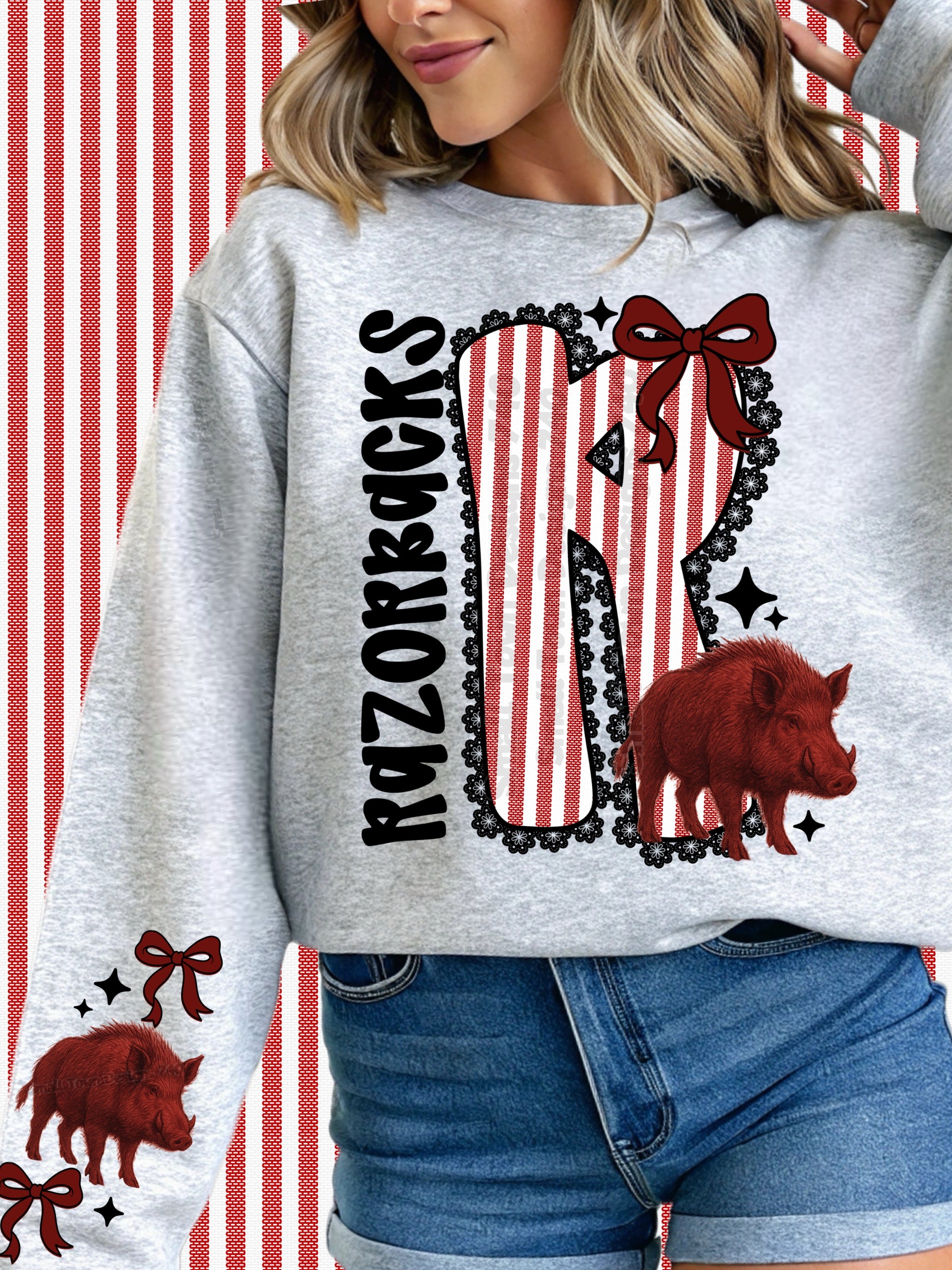DTF Print Arkansas Razorbacks Lace