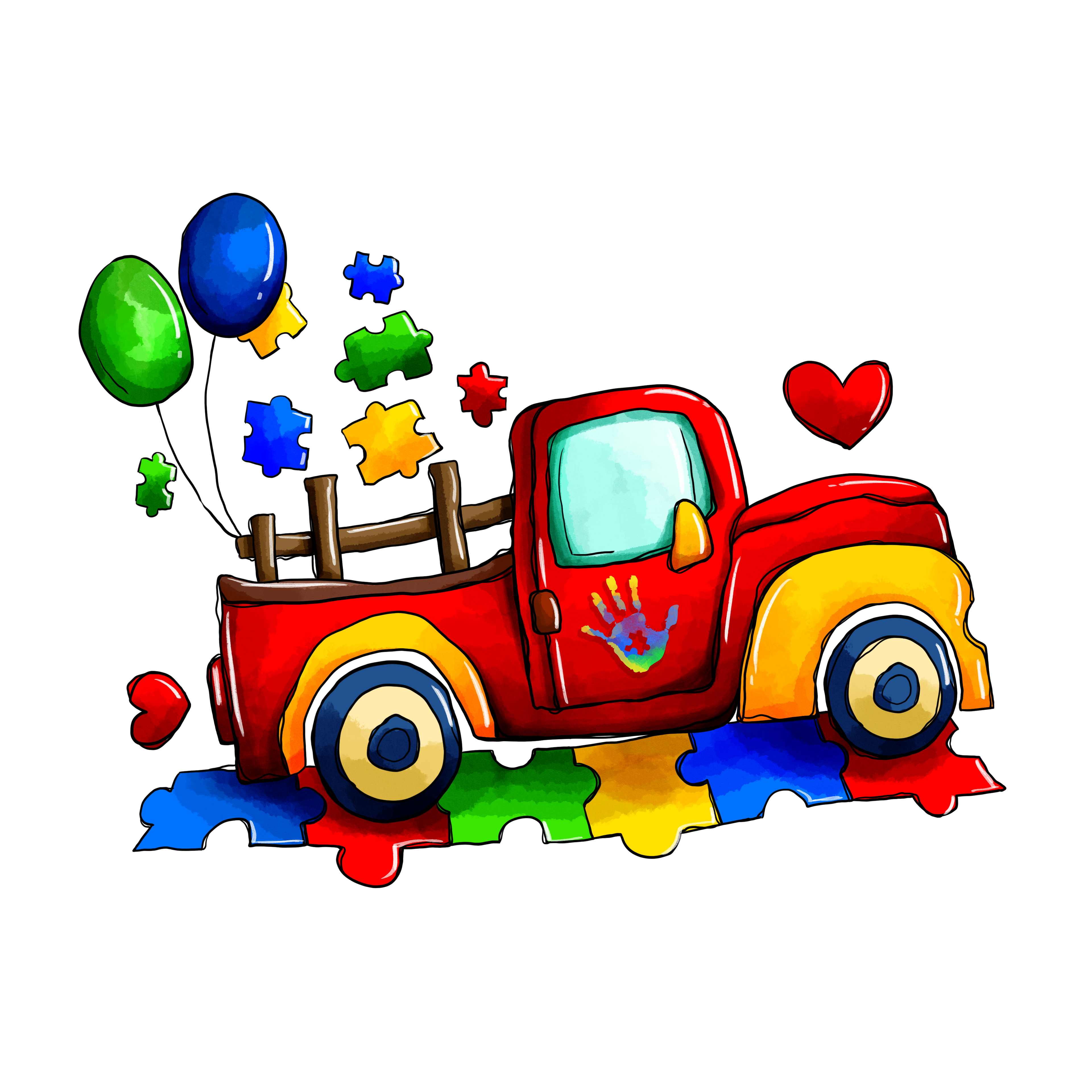 HTV Prints - Autism Awarenss Colorful Truck - The Vinyl Haus
