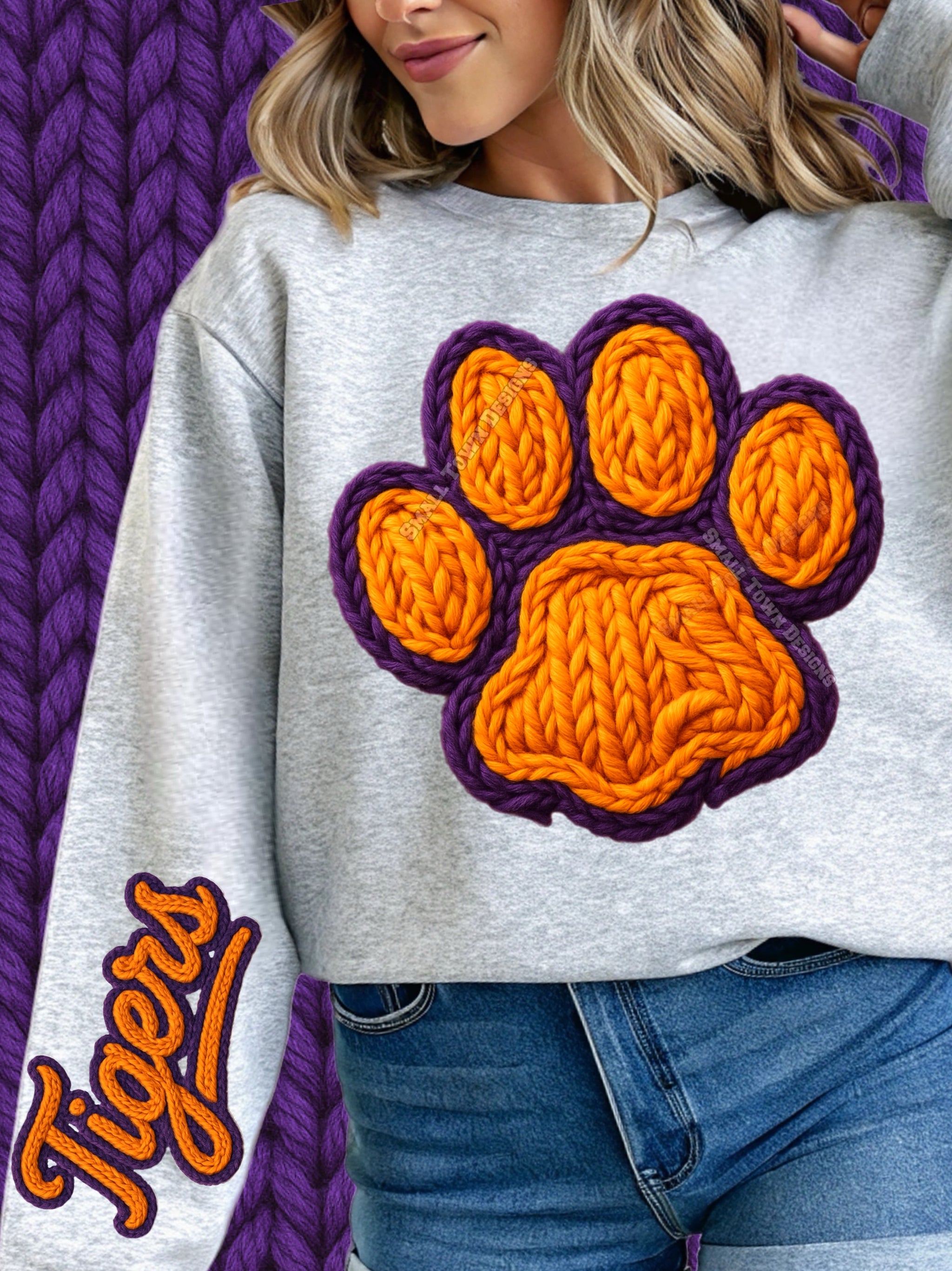 DTF Print Auburn Tigers Paw Yarn