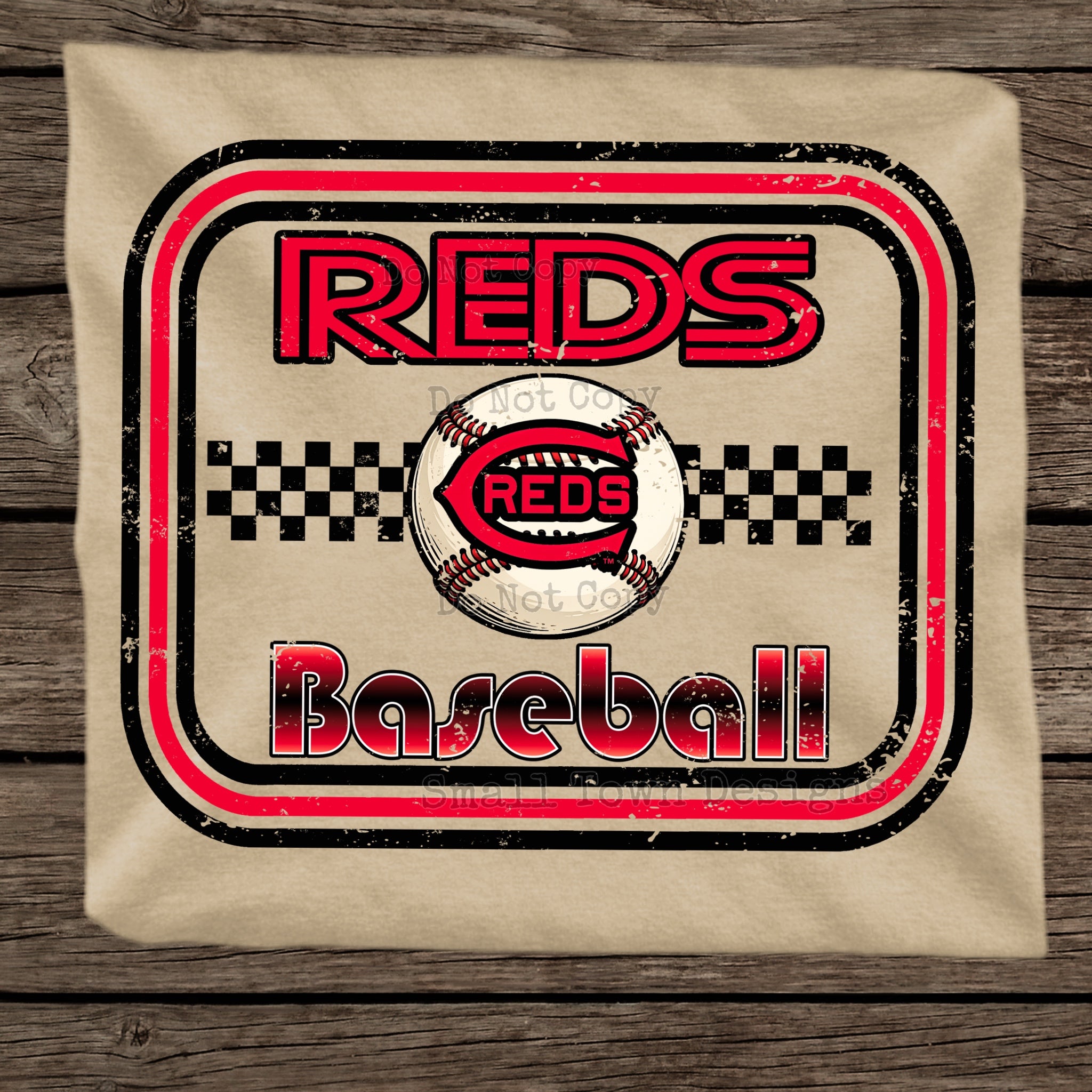 DTF PRINT Baseball Cincinnati Reds Checkerboard Main image