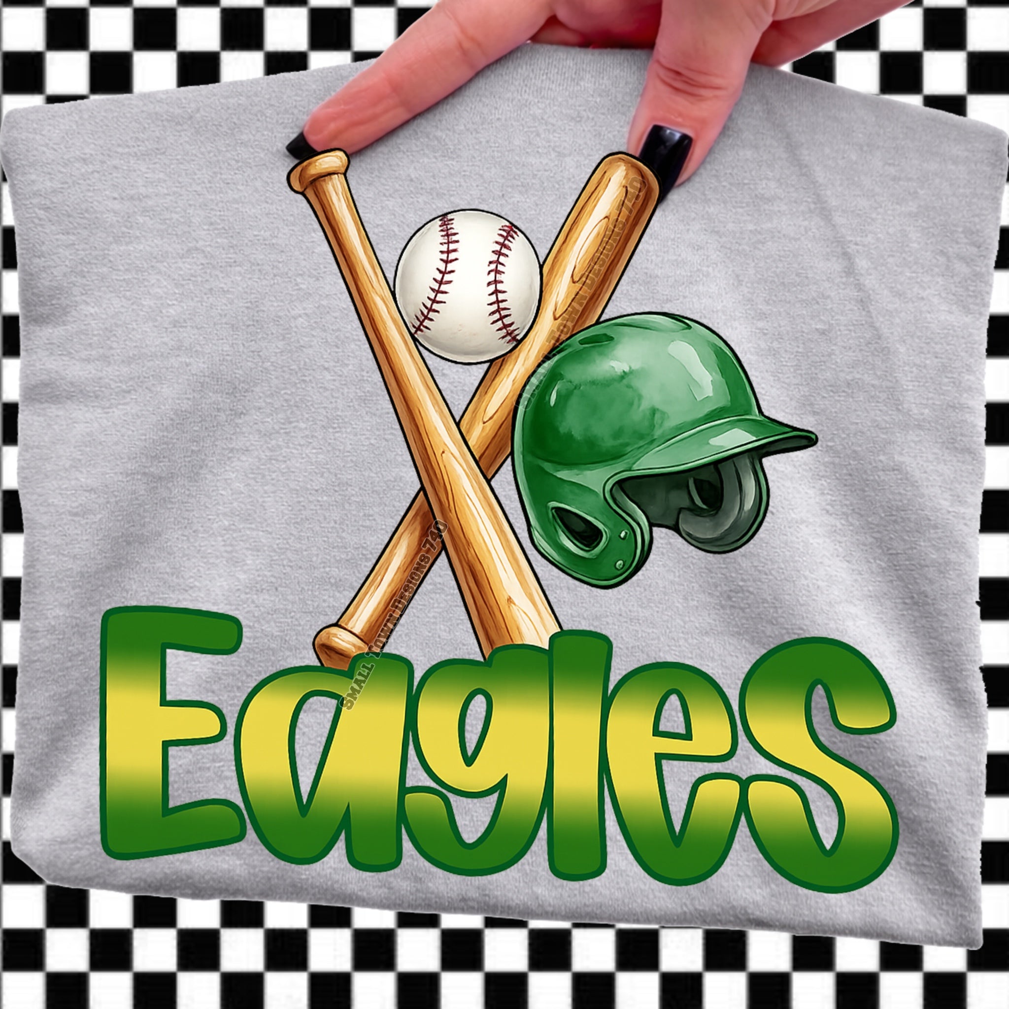 DTF PRINT Baseball Eagles Bat, Helmet, Baseball