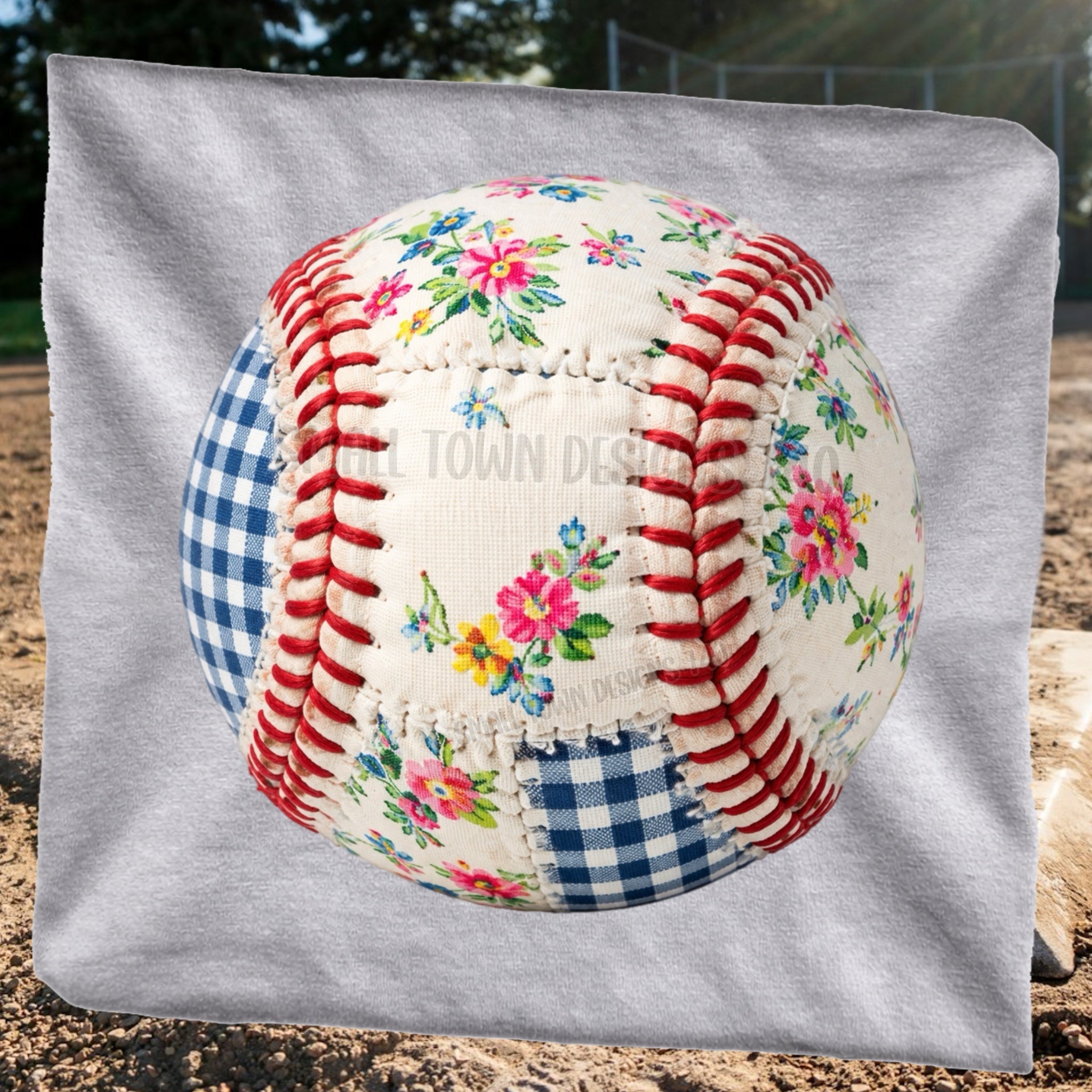 DTF PRINT Baseball Floral and Checkerboard Main image