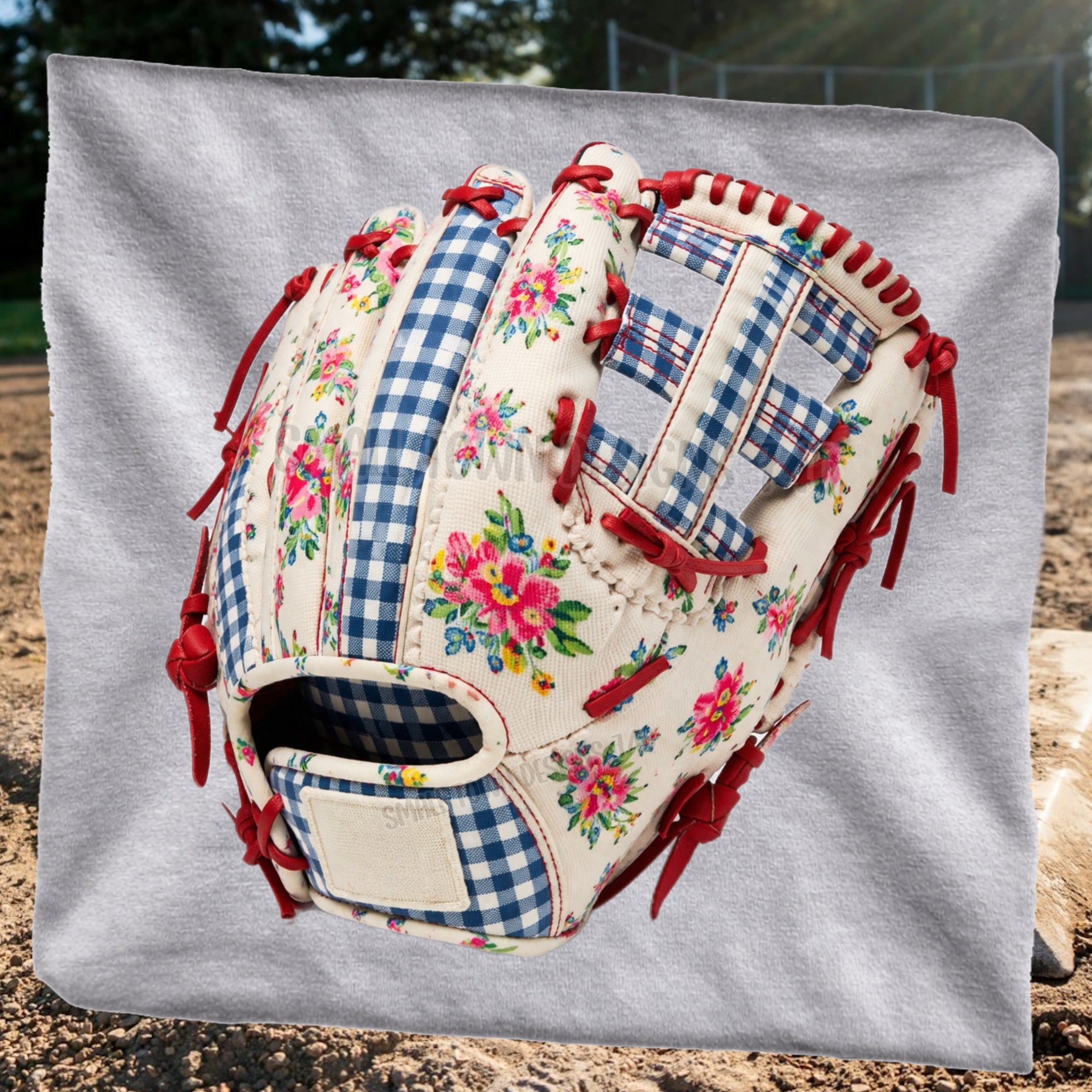 DTF PRINT Baseball Helmet Floral Checkerboard