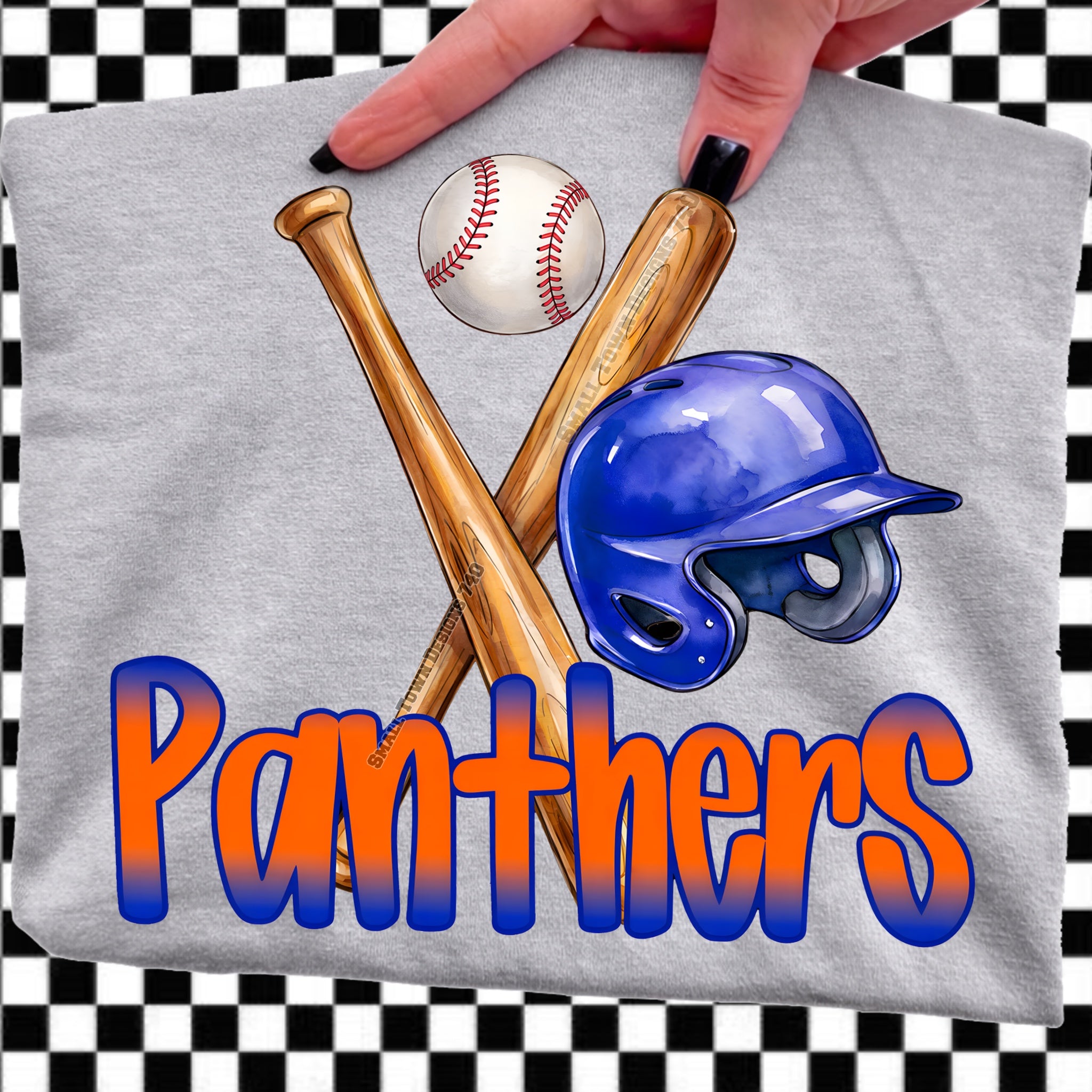 DTF PRINT Baseball Panthers Bat Ball Helmet Main image