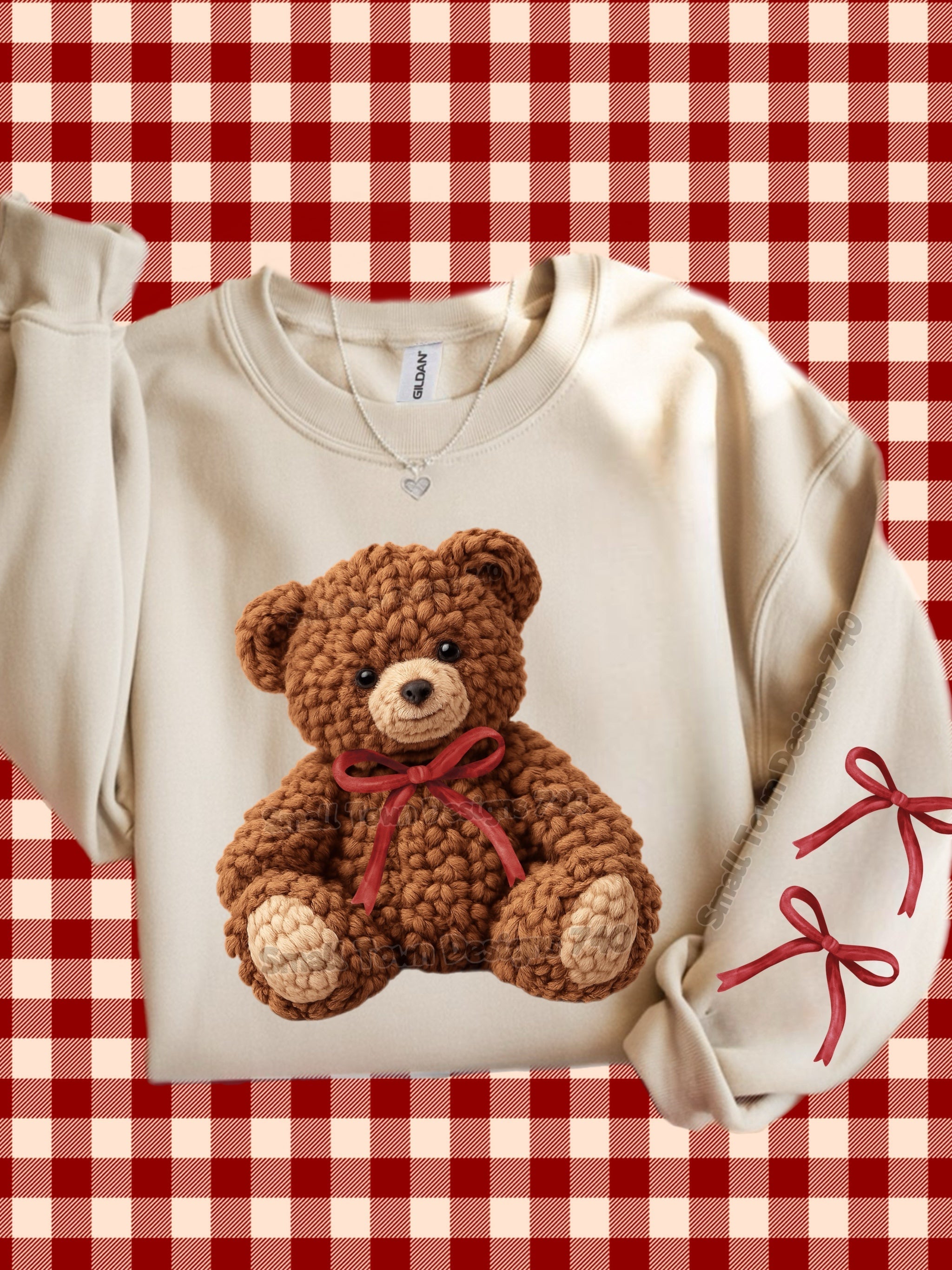 DTF Print Bear w/Bow Sleeve Main image