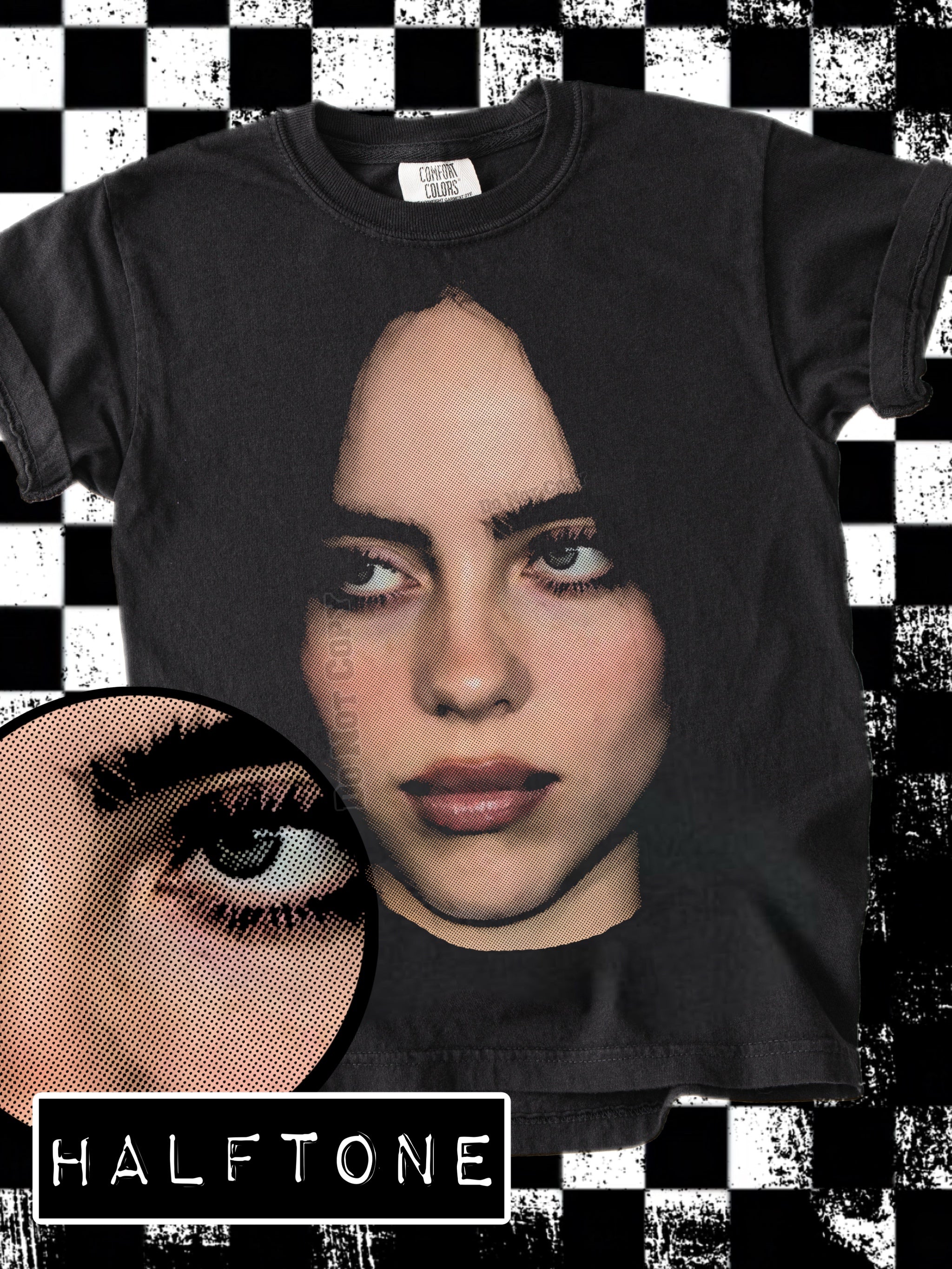 DTF Print Billie Eilish Half Tone