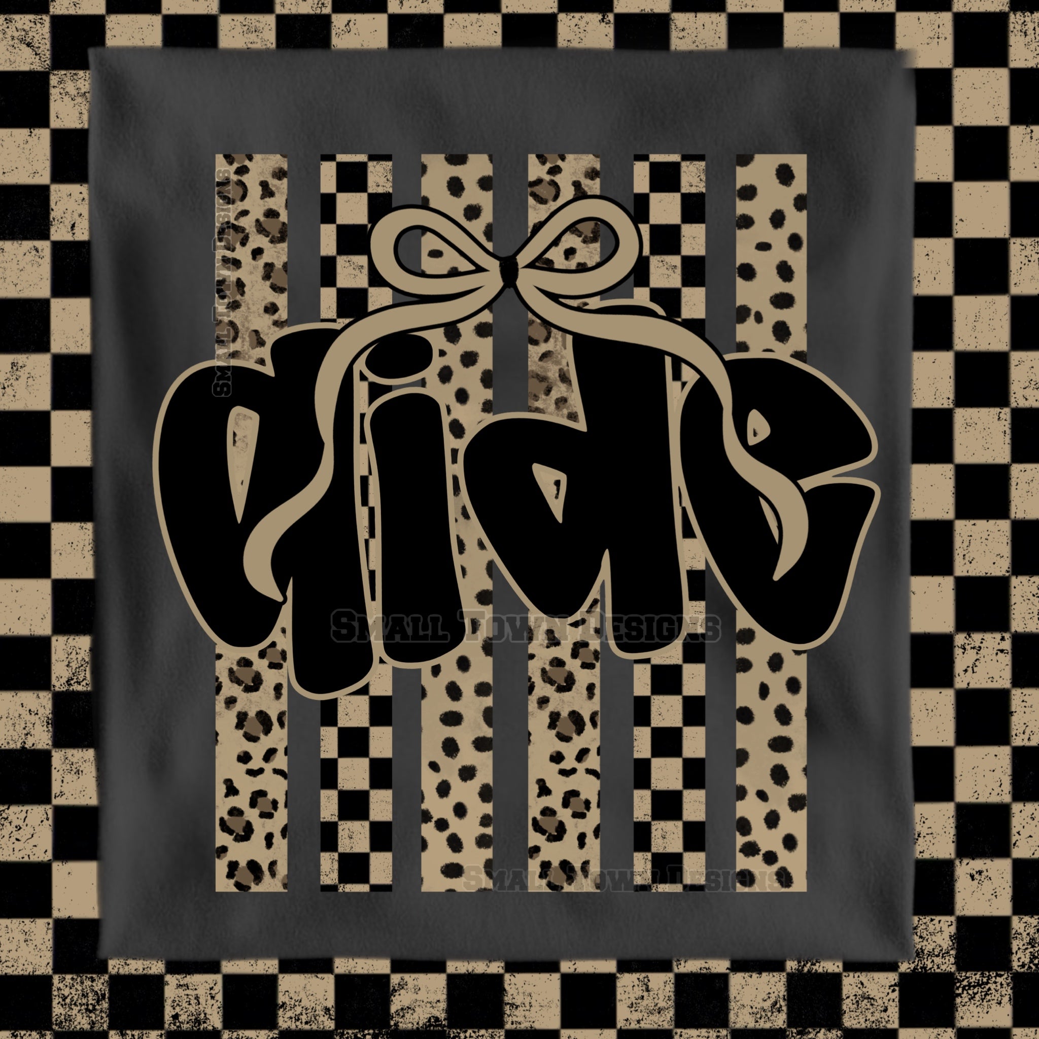 DTF PRINT - Back to School Aide Checkerboard Bow Main image