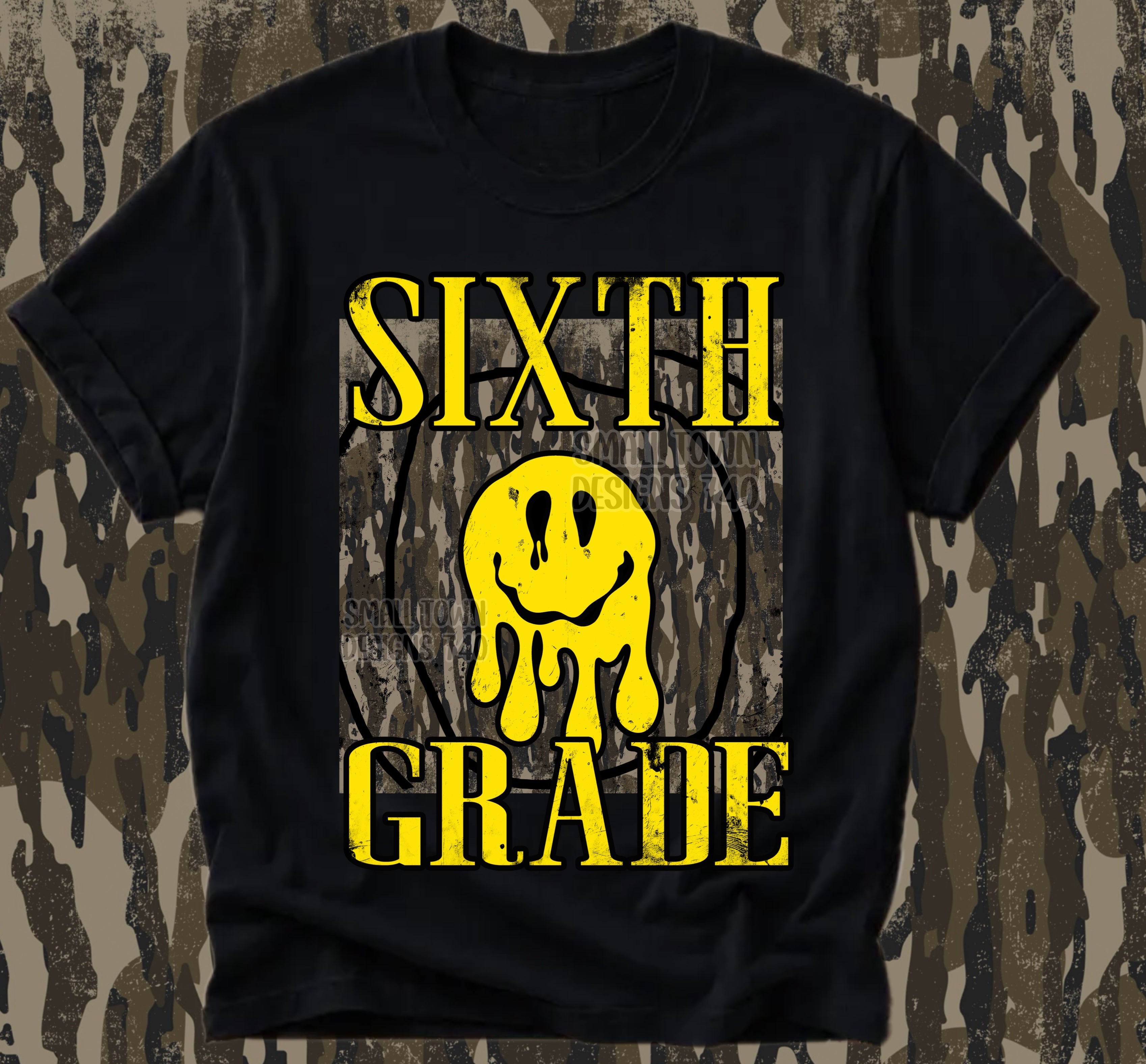 DTF PRINT - Back to School Sixth Grade Dripping Smiley Face Main image