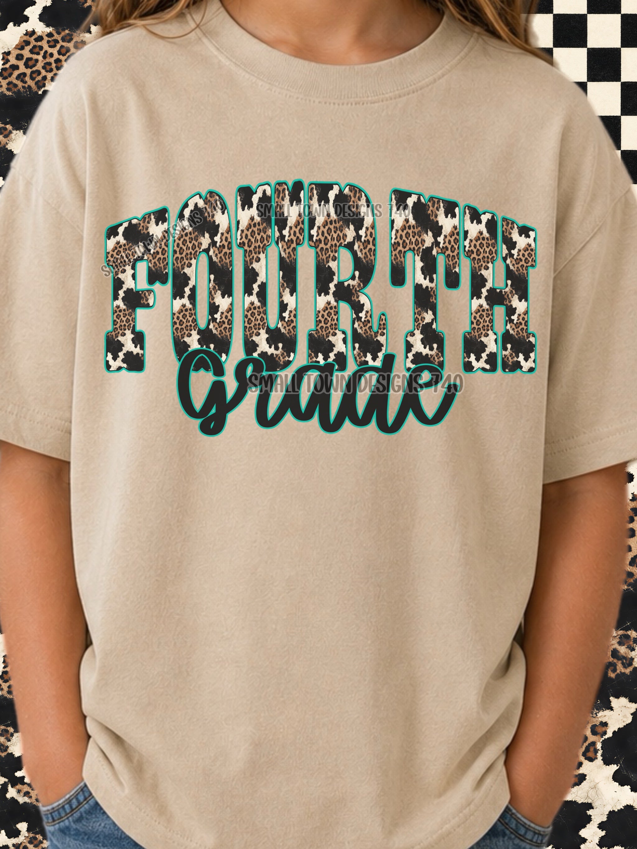 DTF PRINT - Back to School Fourth Grade Animal Print Main image