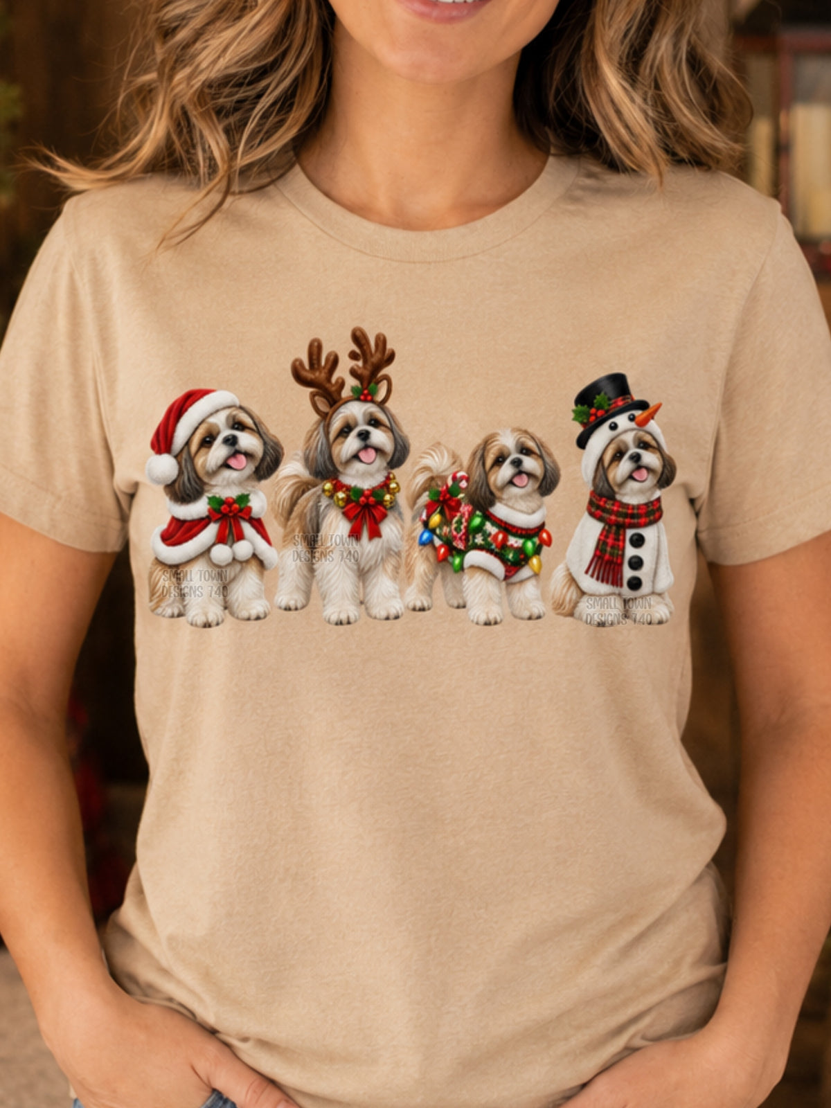 DTF PRINT - Shih Tzu's Dressed Christmassy Main image