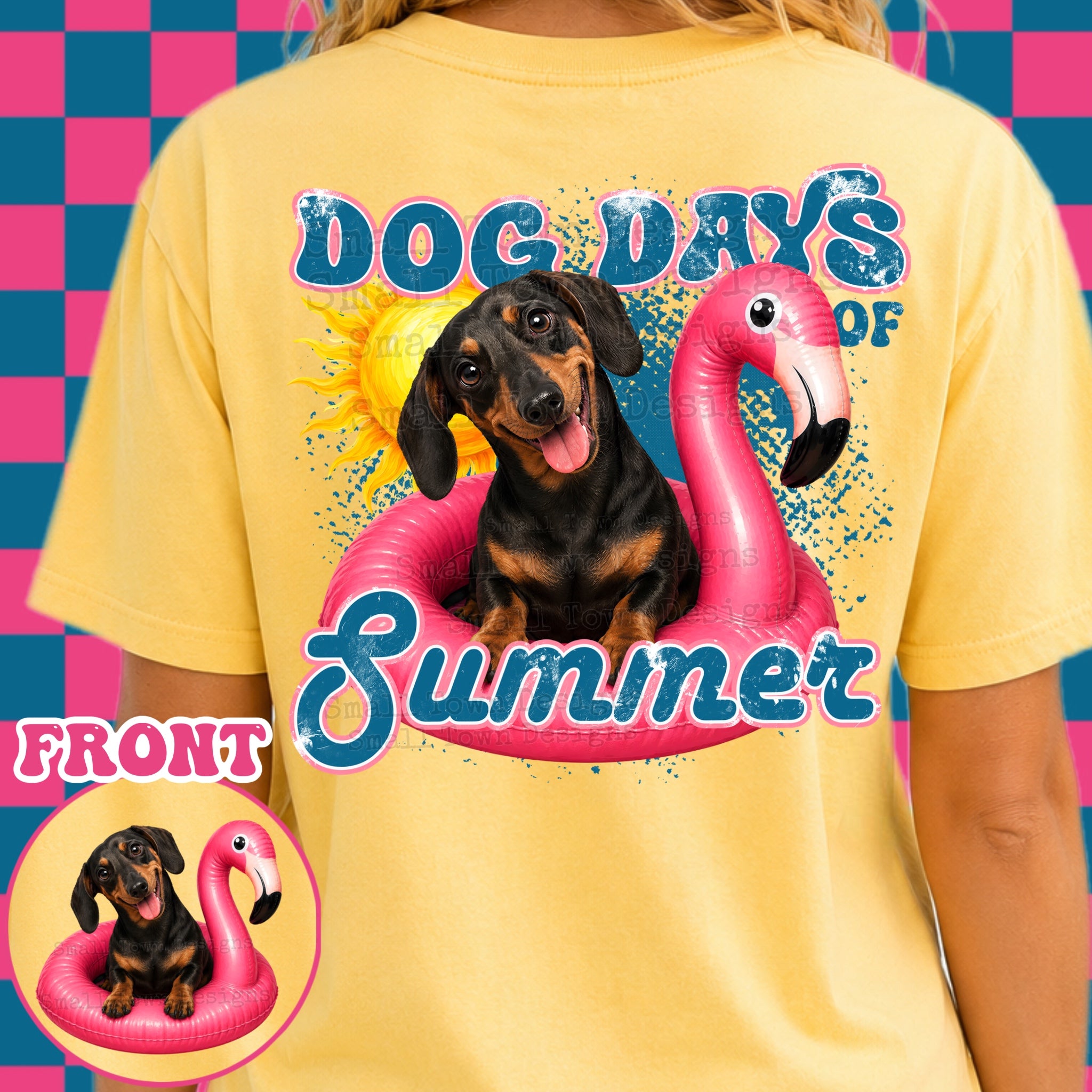DTF PRINT Dog Days T-Shirt Black Dachshund