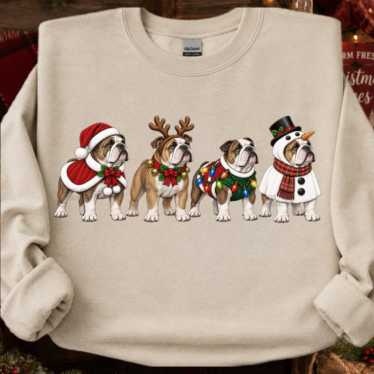 DTF PRINT - Bulldogs dressed Christmassy Main image