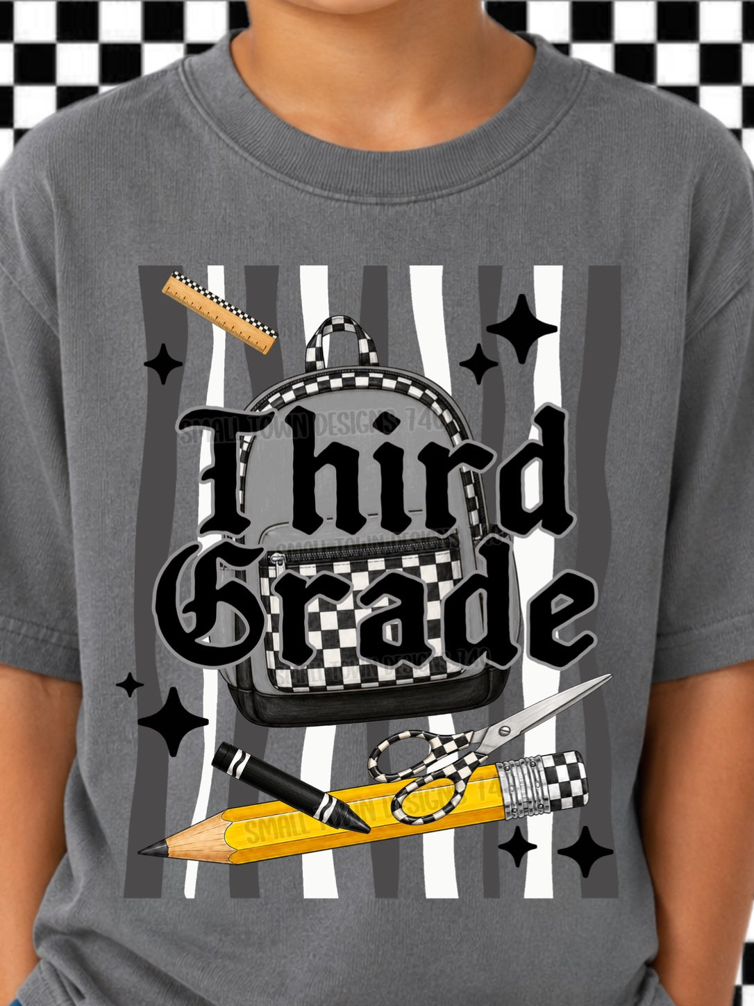 DTF PRINT - Back to School Third Grade Backpack Writing Tools Main image