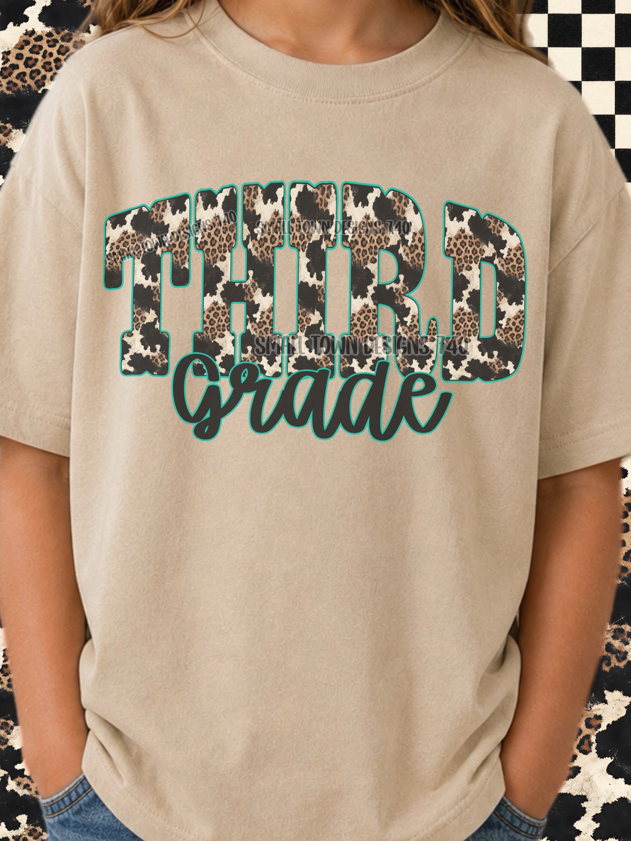 DTF PRINT - Back to School Third Grade Animal Print Main image