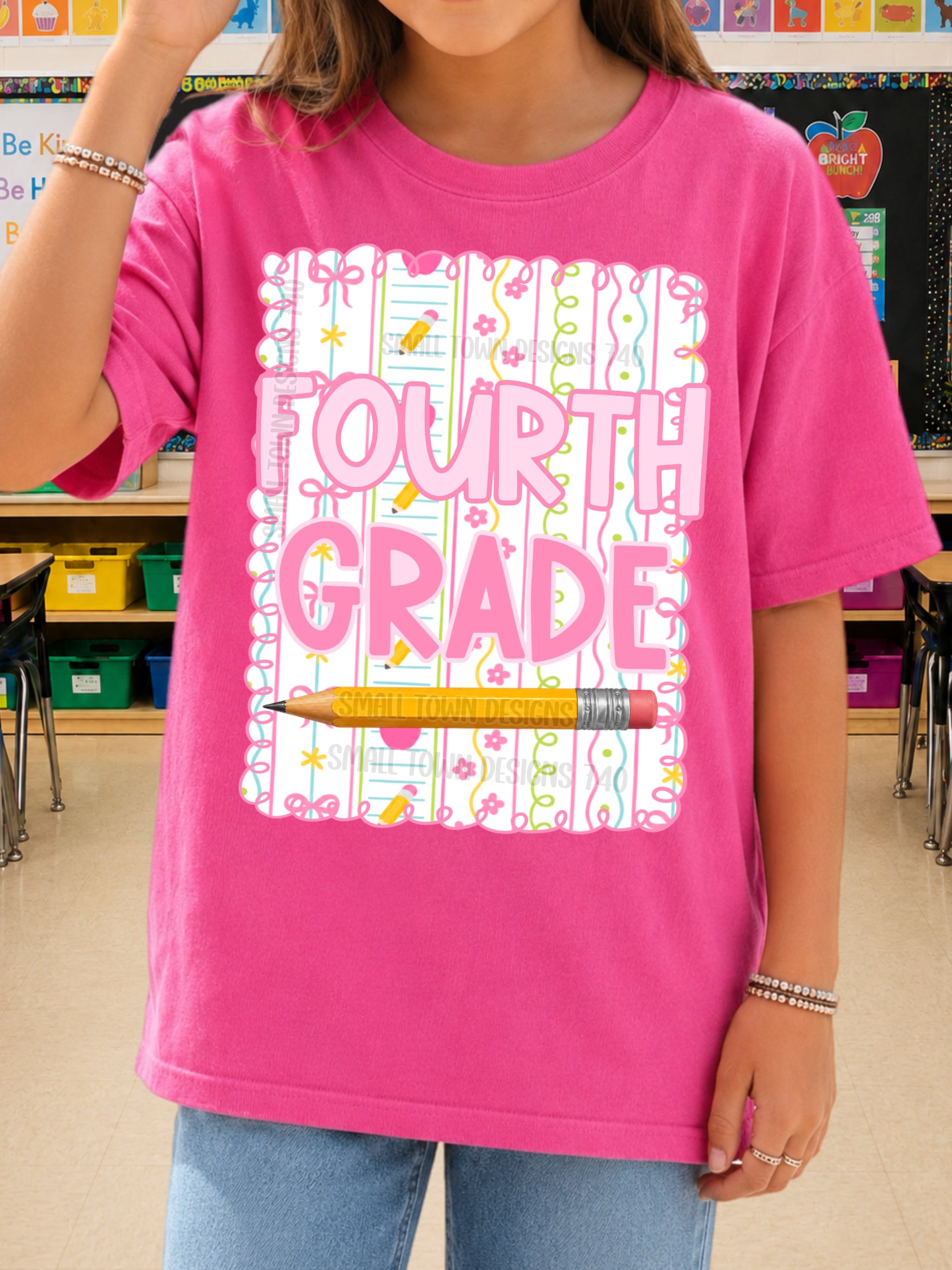 DTF PRINT - Back to School Fourth Grade Pencil Main image