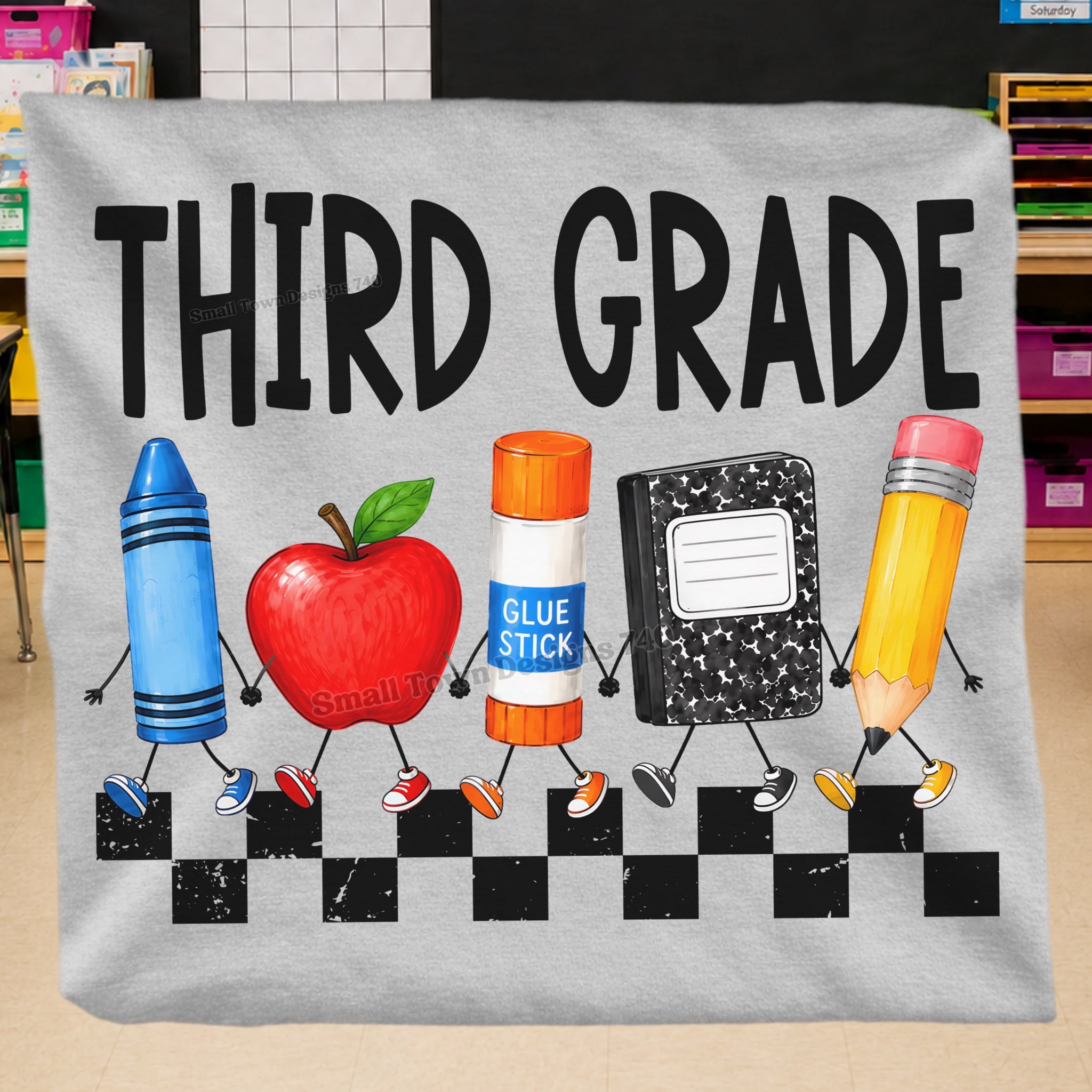 DTF PRINT - Back to School Third Grade Walking School Tools Main image