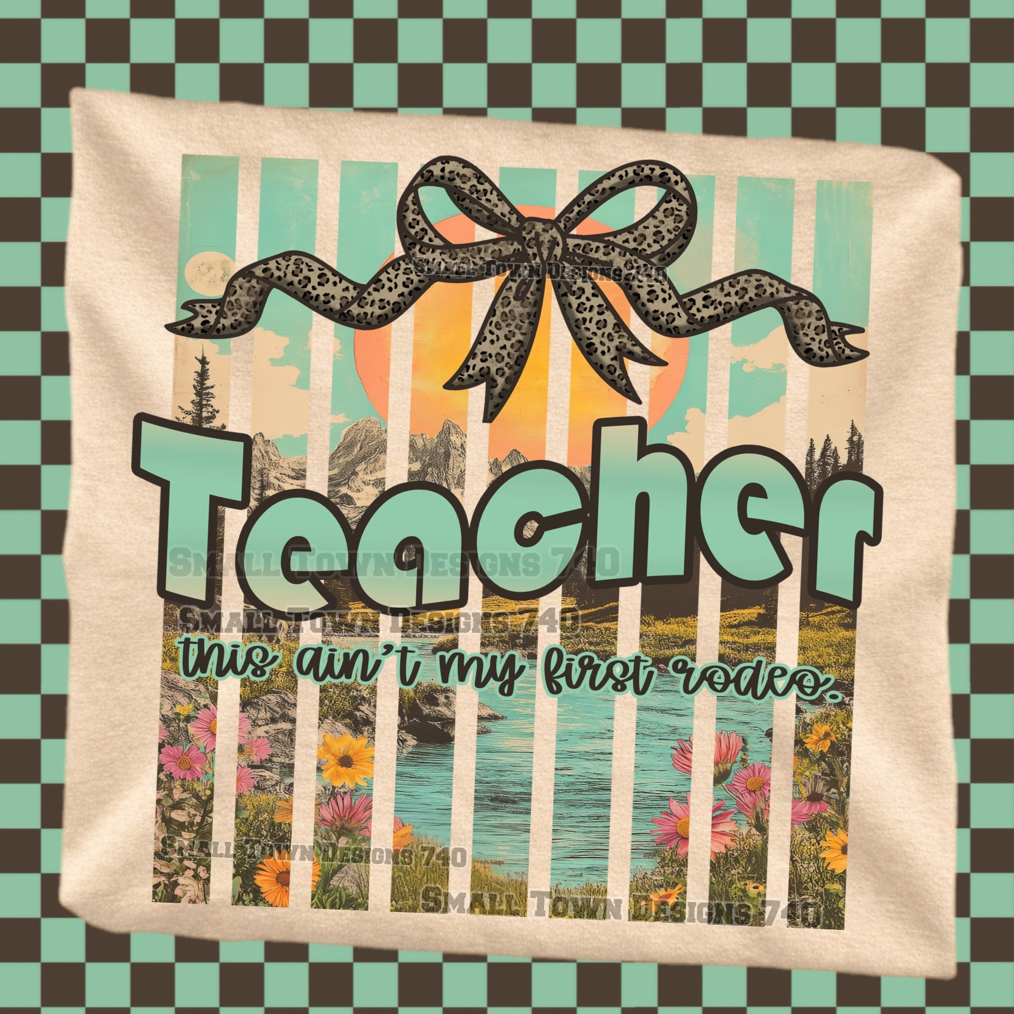 DTF PRINT - Back to School Teacher Animal Print Bow Not 1st Rodeo Main image