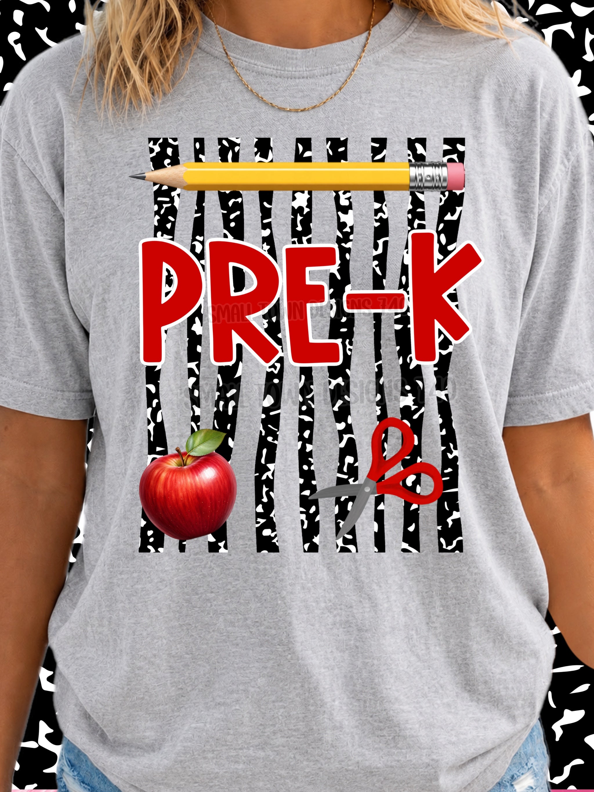 DTF PRINT - Back to School Pre-K School Tools Apple Main image