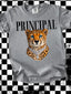 DTF PRINT - Back to School Principal Leopard Checkerboard
