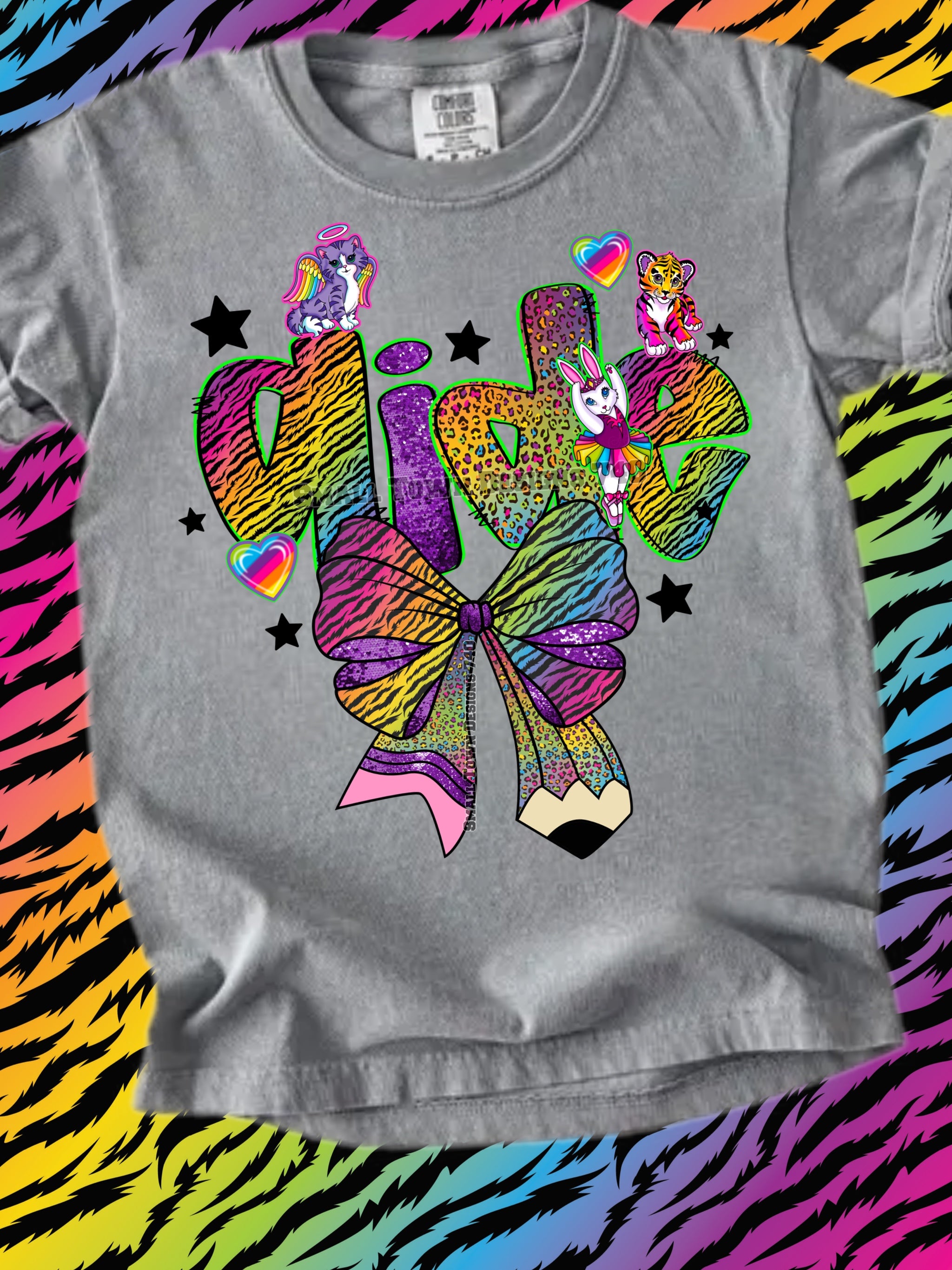DTF PRINT - Back to School Aide Multi Colored Bow Character Animals Main image