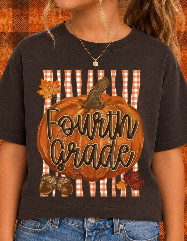 DTF PRINT - Back to School Fourth Grade Pumpkin Fall Main image