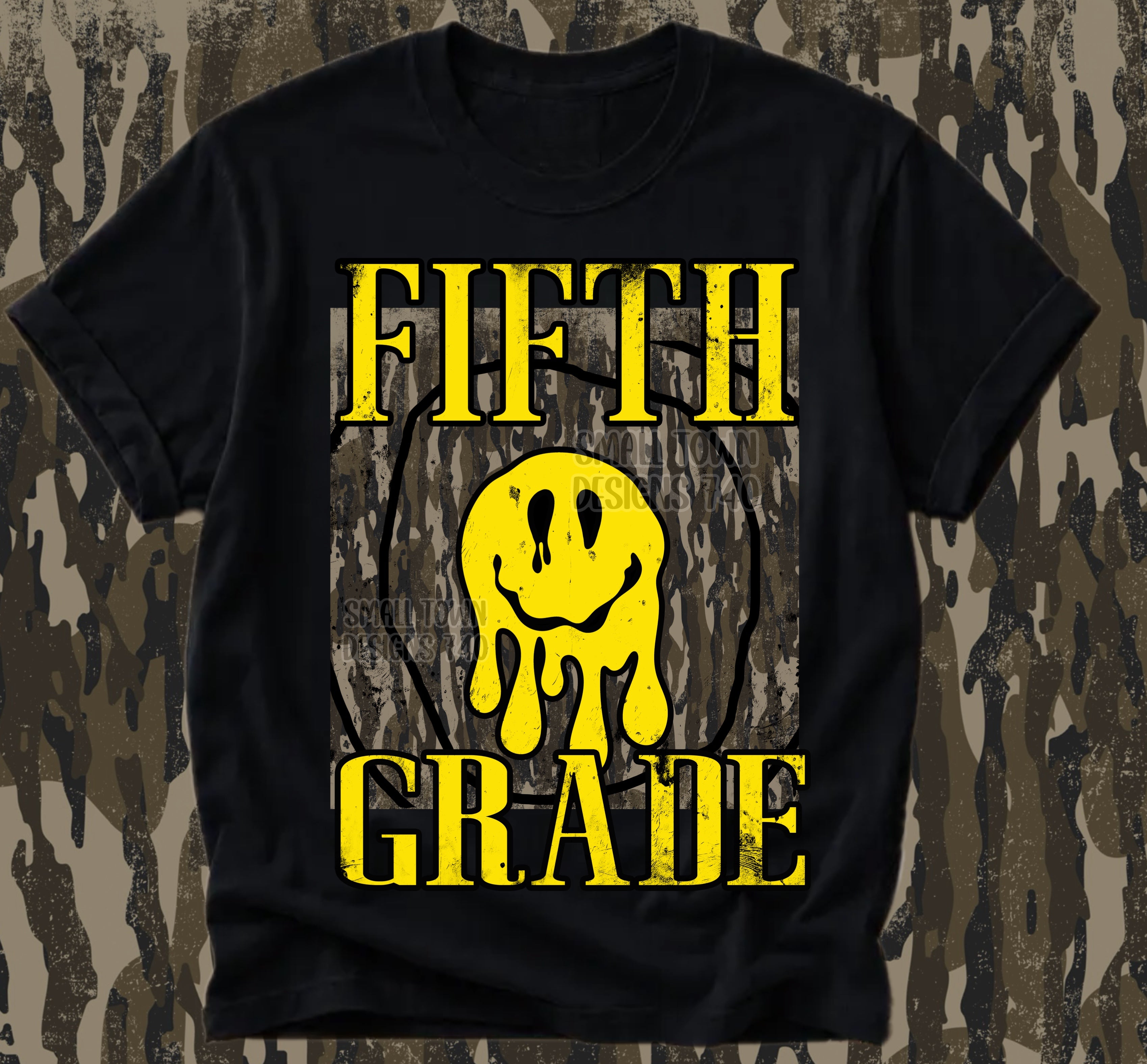 DTF PRINT - Back to School Fifth Grade Dripping Smiley Face Main image