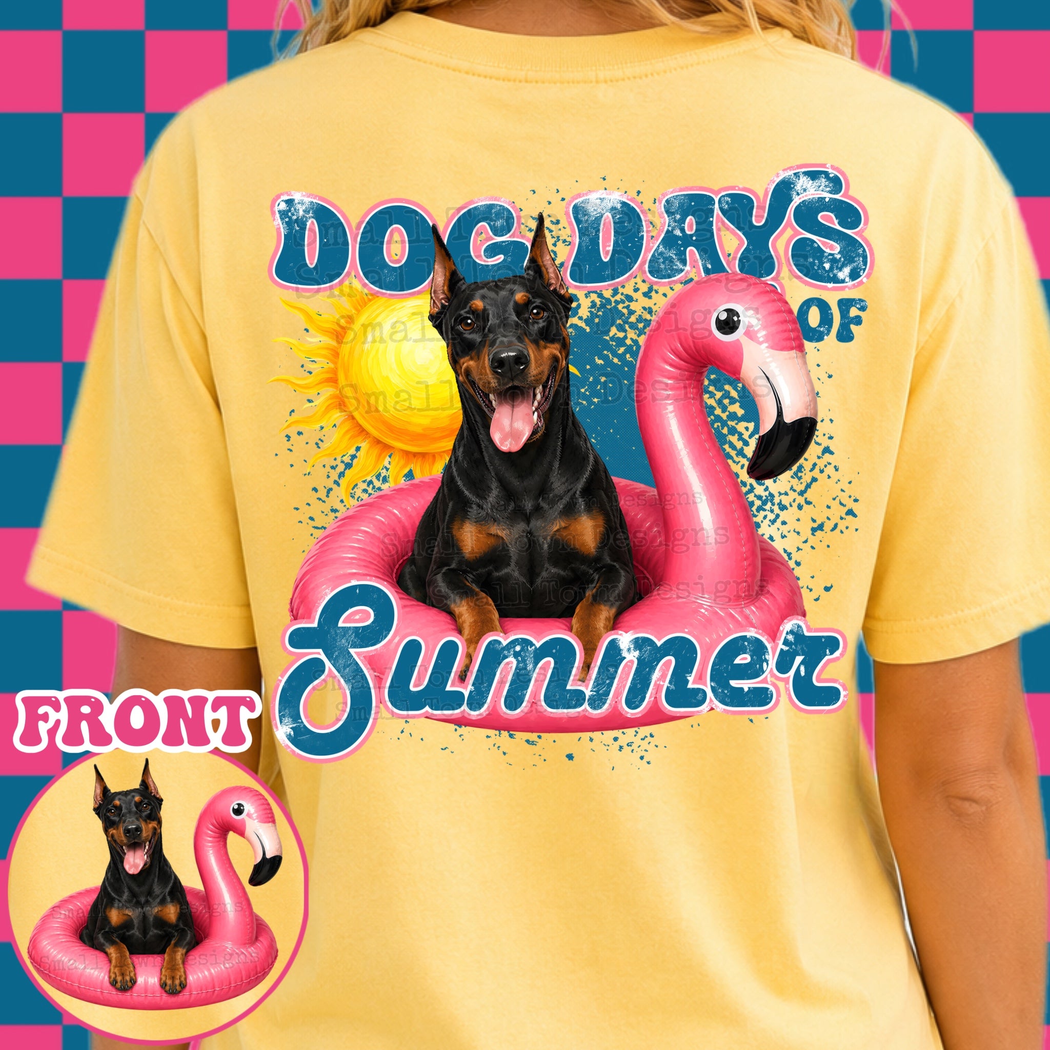 DTF PRINT Dog Days T-Shirt Doberman Pincher Black Brown Main image