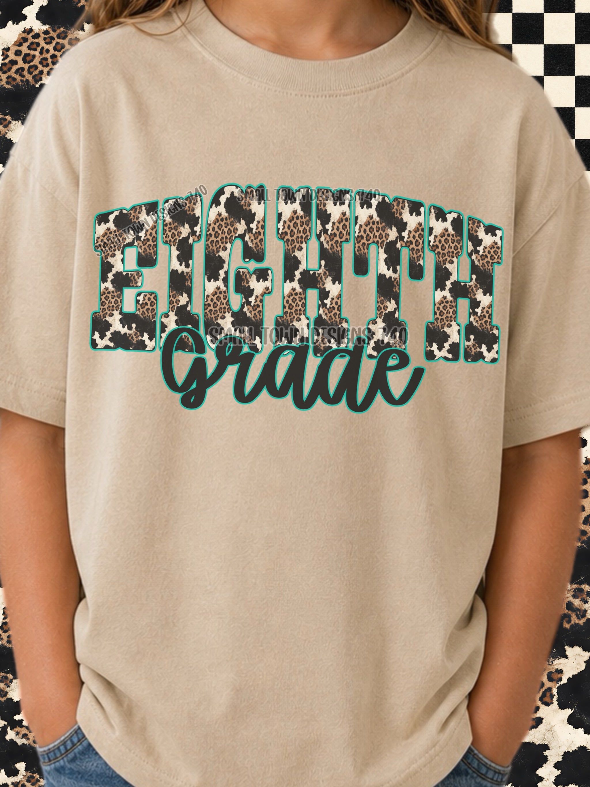 DTF PRINT - Back to School Eight Grade Animal Print Main image