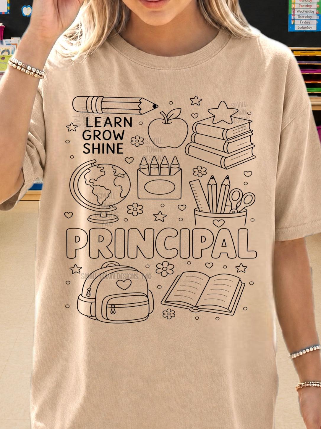 DTF PRINT - Back to School Principal Learn Grow Shine Main image