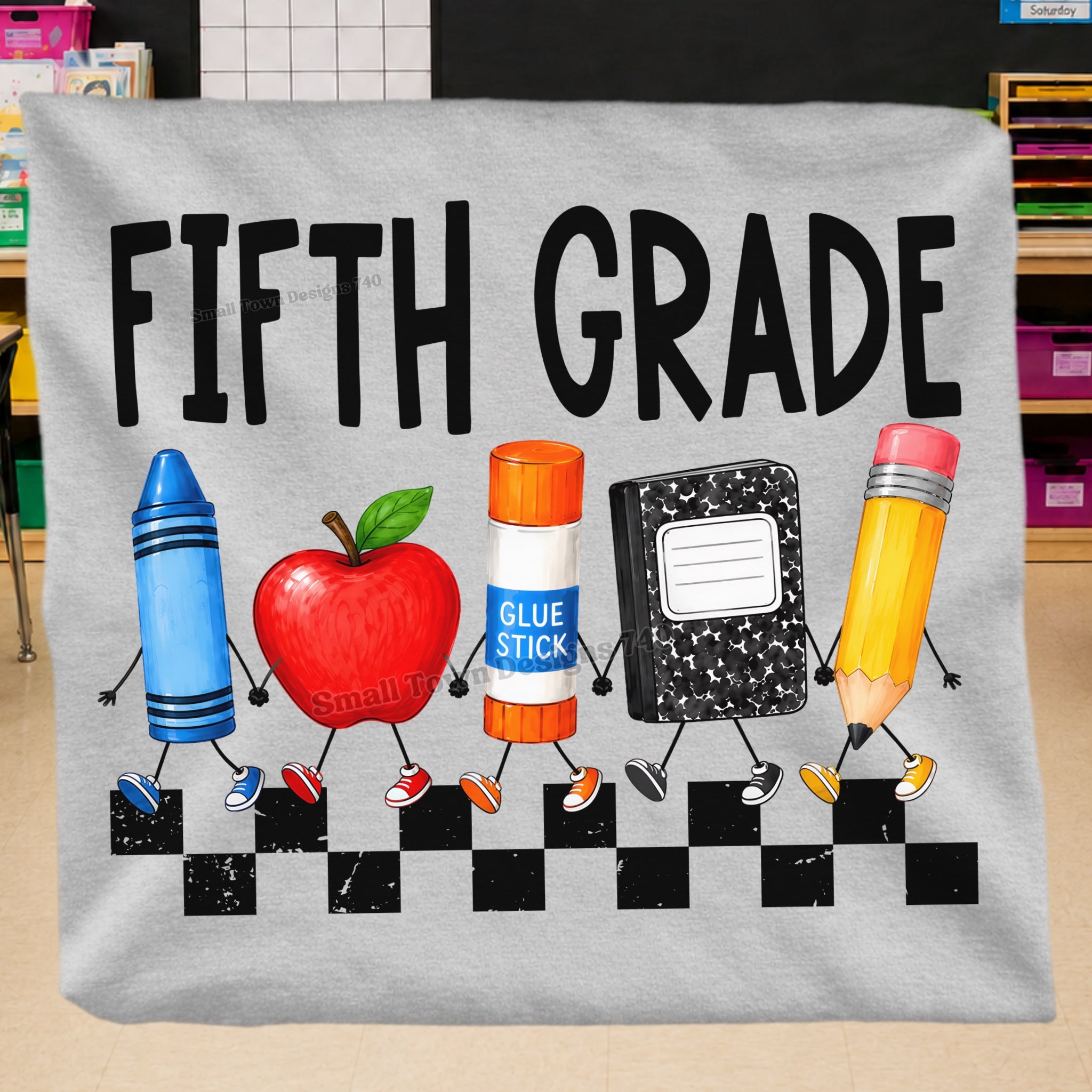 DTF PRINT - Back to School Fifth Grade Walking School Tools Main image