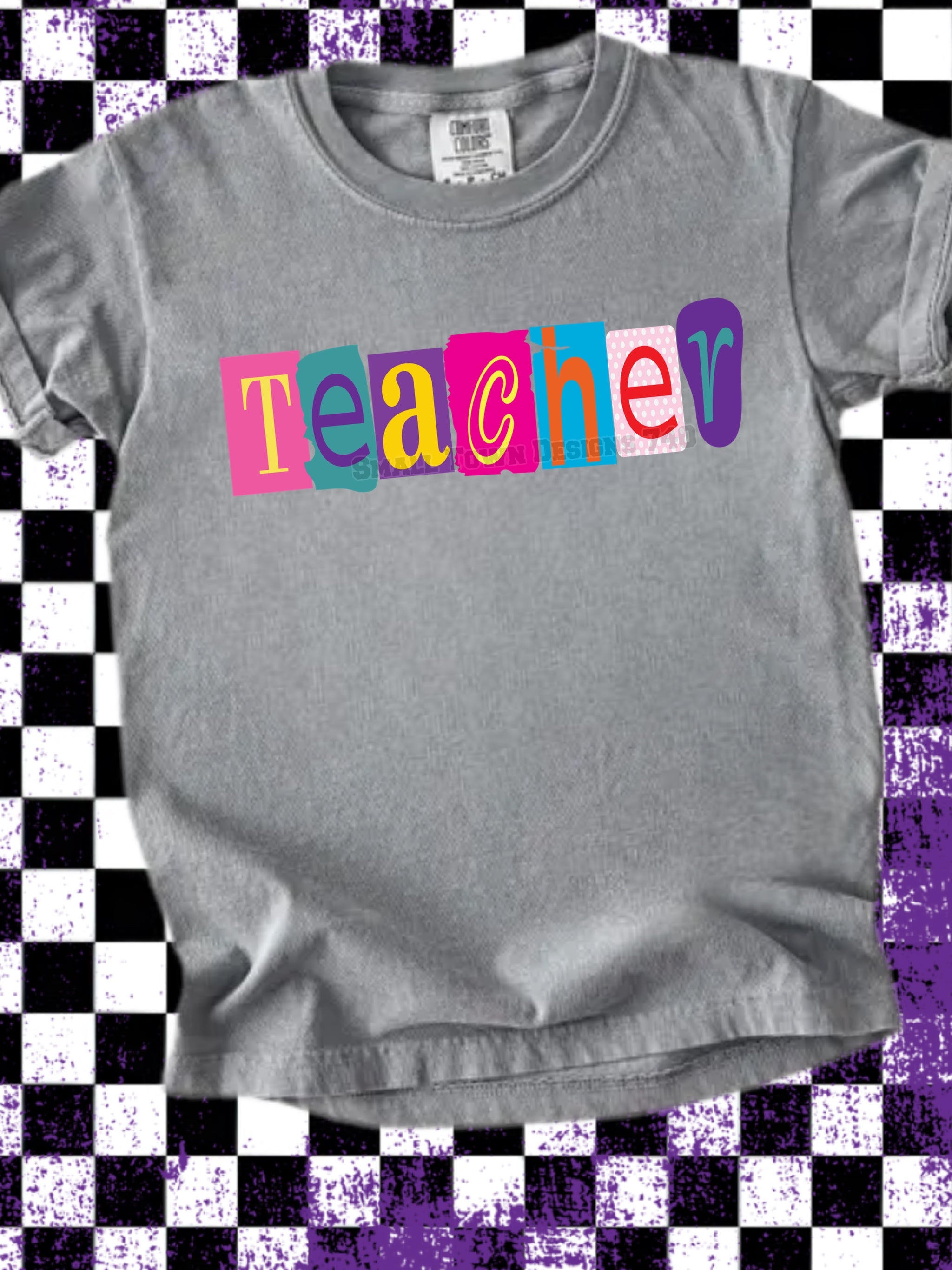 DTF PRINT - Back to School Teacher Multi Colored Lettering Main image