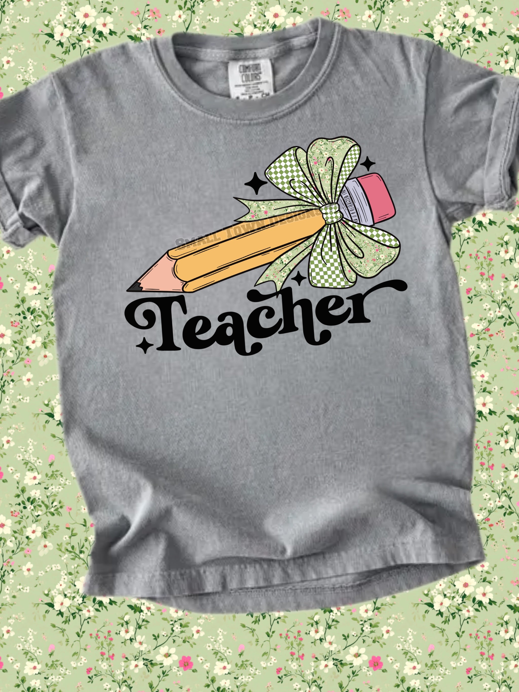 DTF PRINT - Back to School Teacher Pencil Bow Main image