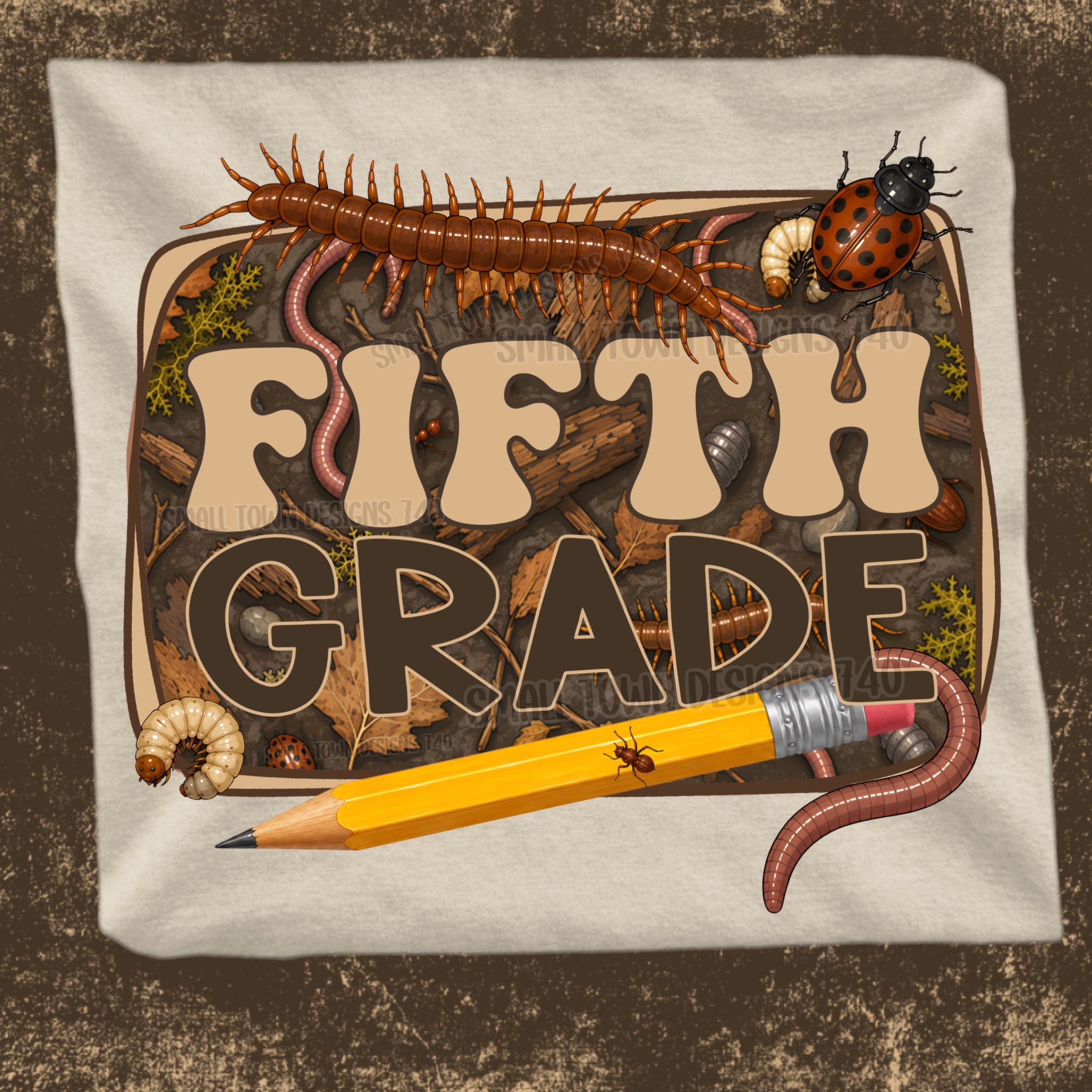 DTF PRINT - Back to School Fifth Grade Insects Pencil Main image