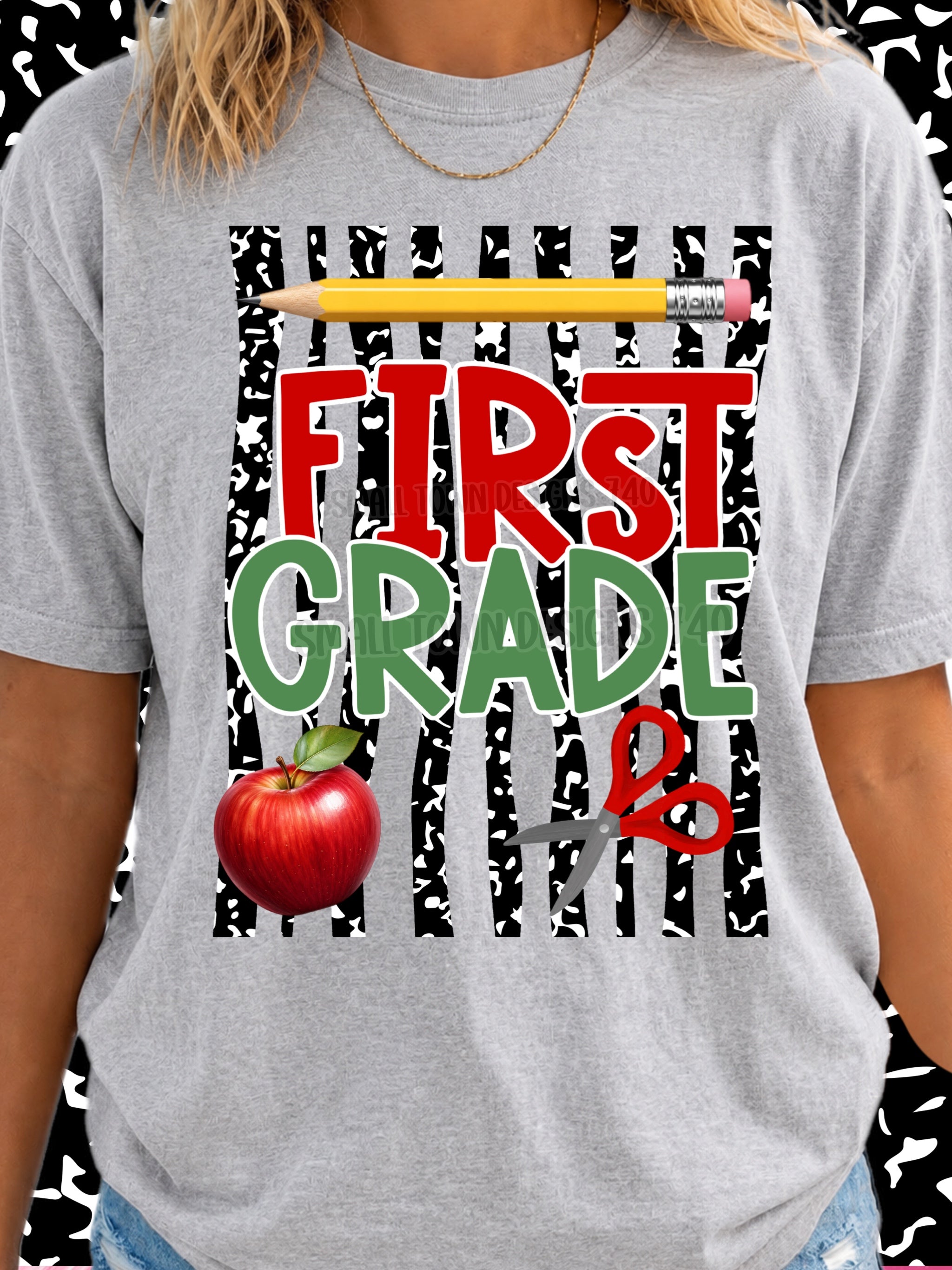 DTF PRINT - Back to School First Grade Apple School Tools Main image