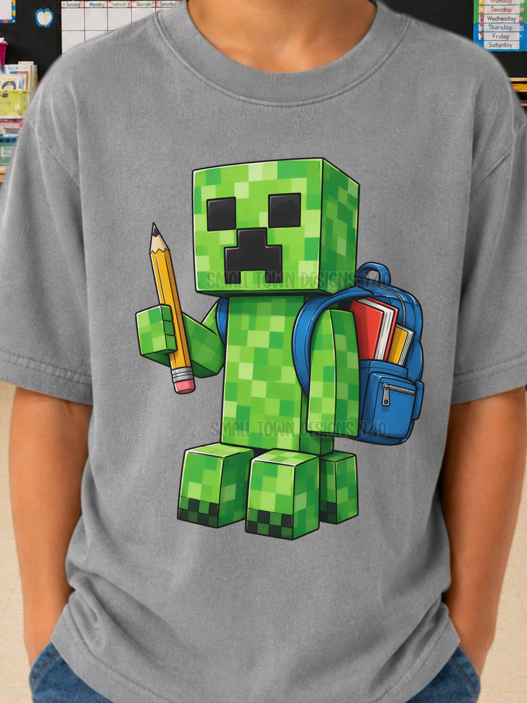 DTF PRINT - Back to School Mine Craft Backpack Pencil Main image