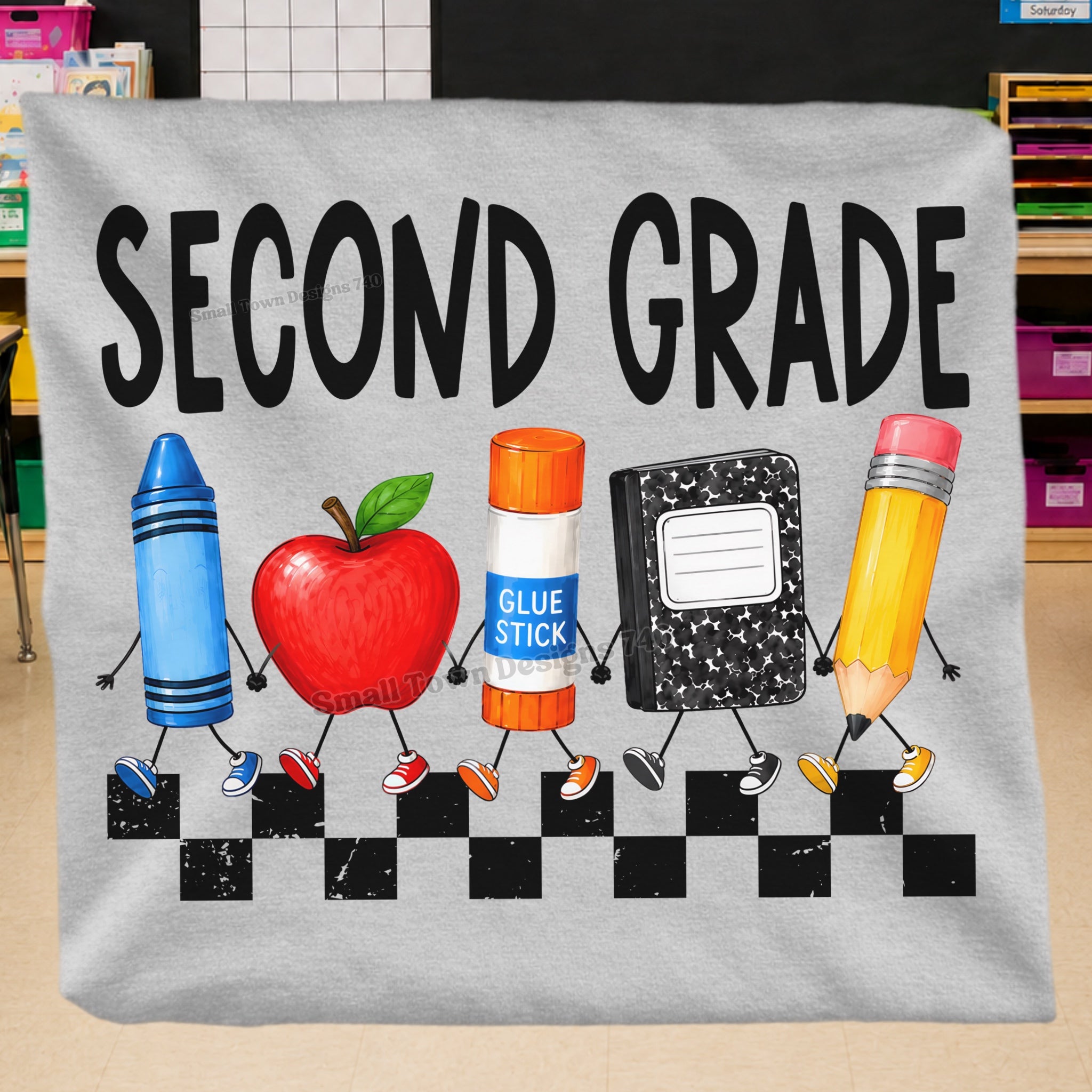 DTF PRINT - Back to School Second Grade Walking School Tools Main image