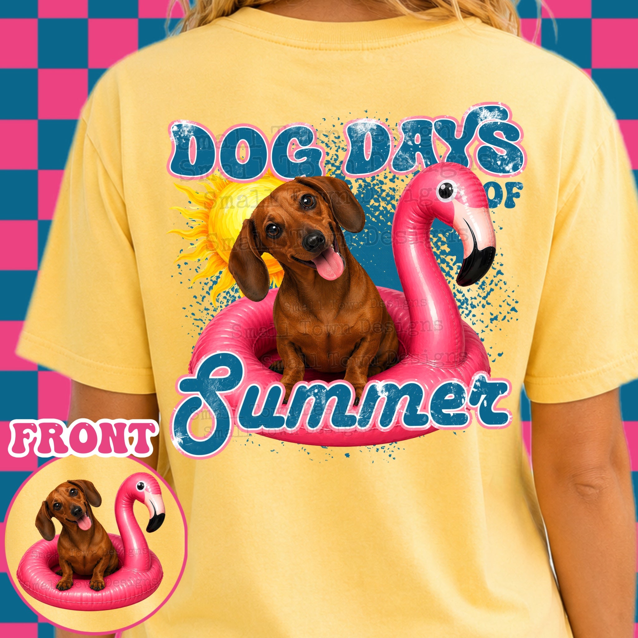 DTF PRINT Dog Days T-Shirt Brown Dachshund