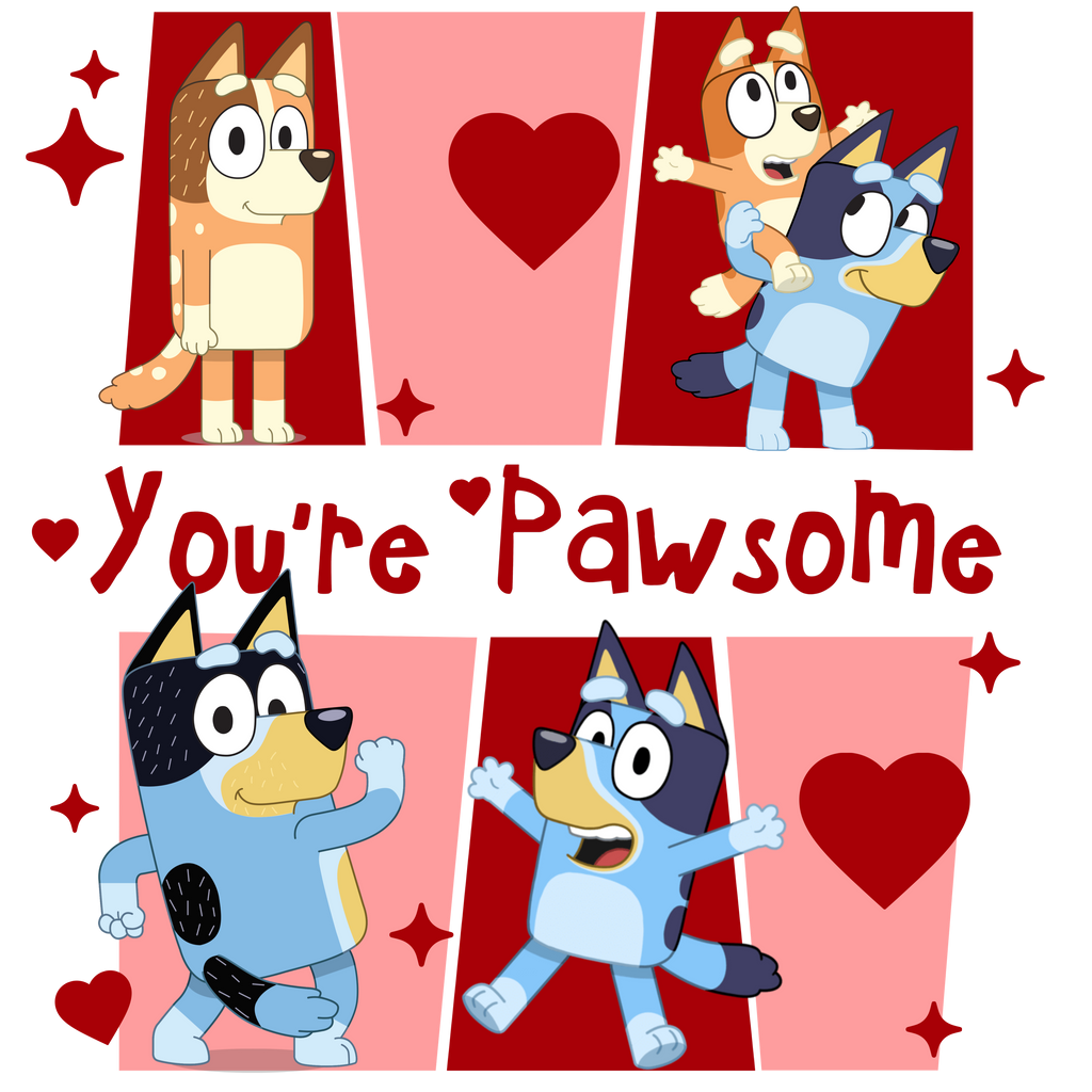 DTF Print-Bluey Valentine with sleeve design