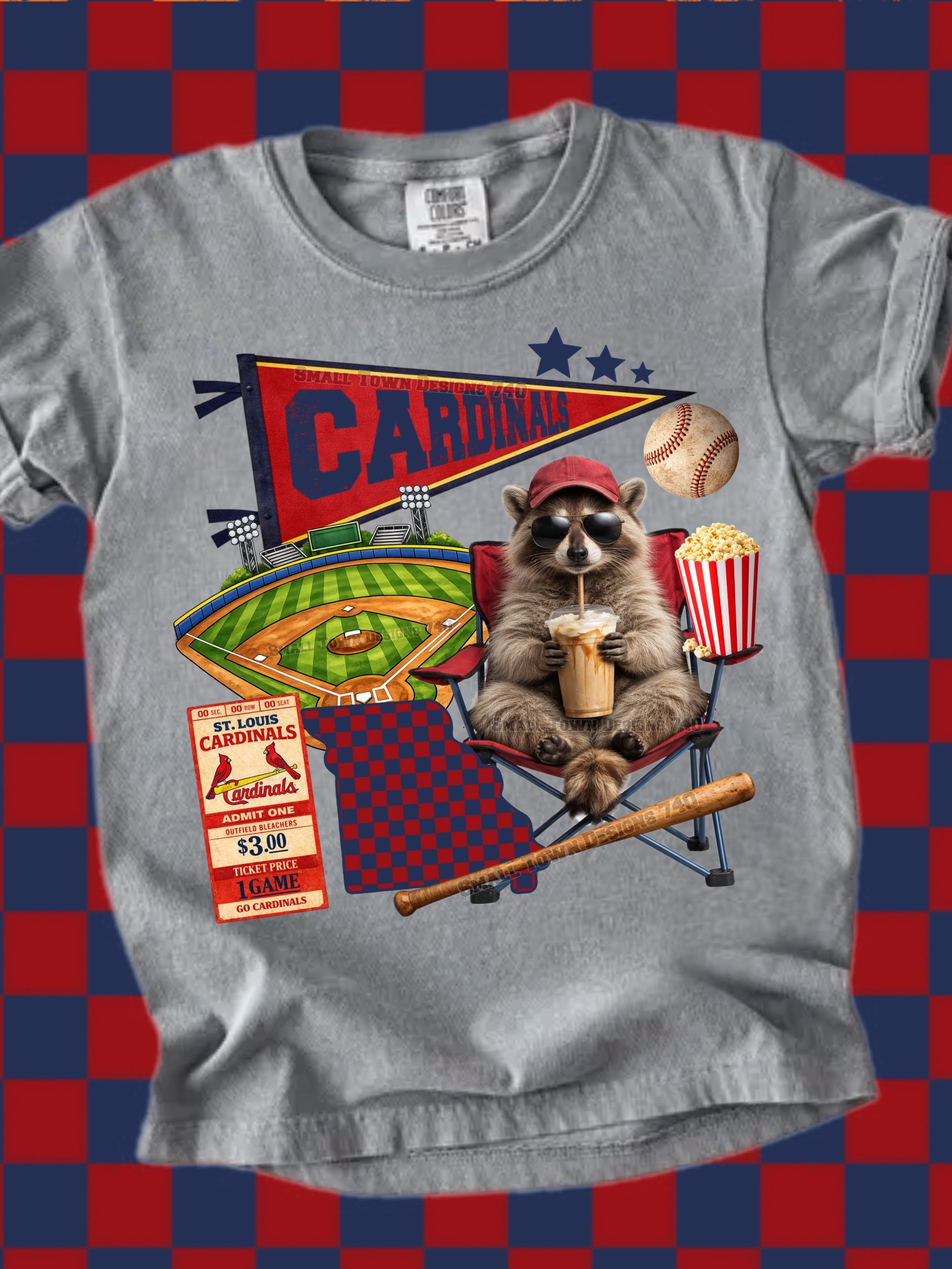DTF PRINT Cardinals Pennant Raccoon