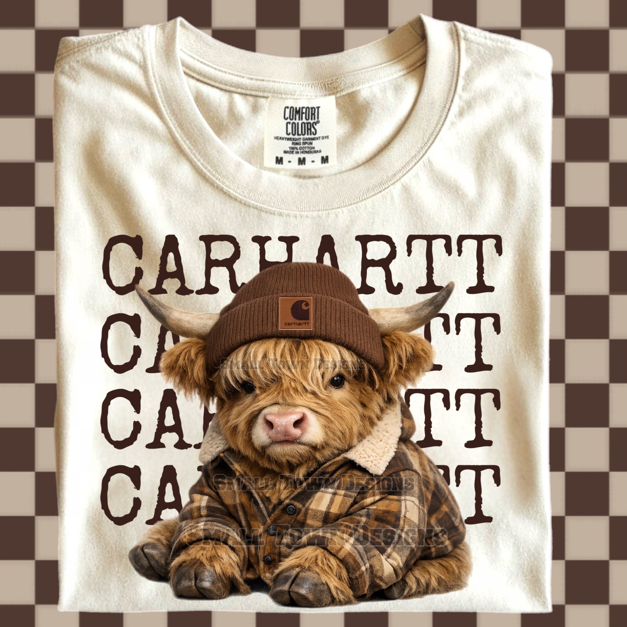 DTF Print Carhartt Highland Cow Brown