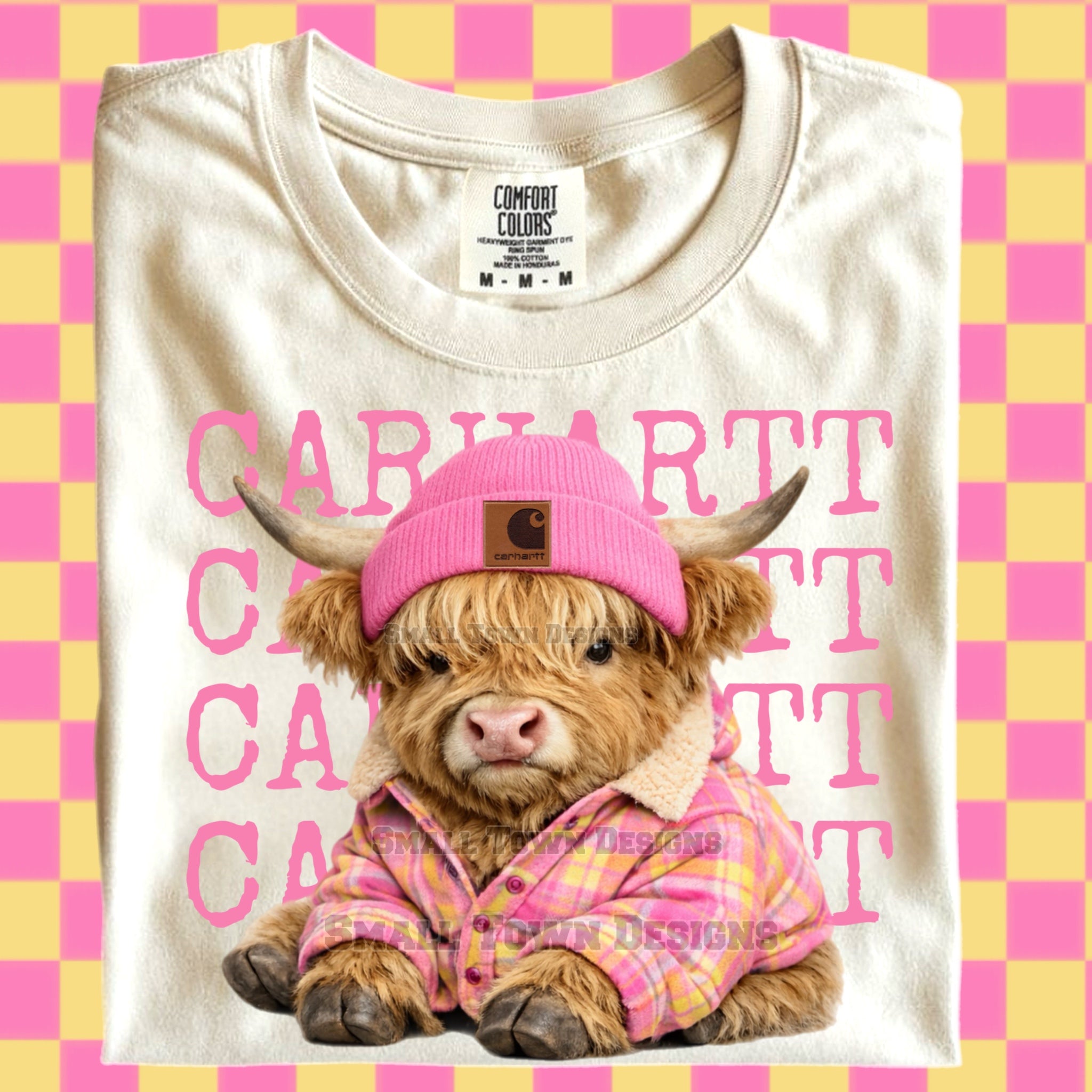 DTF Print Carhartt Highland Cow Pink Main image