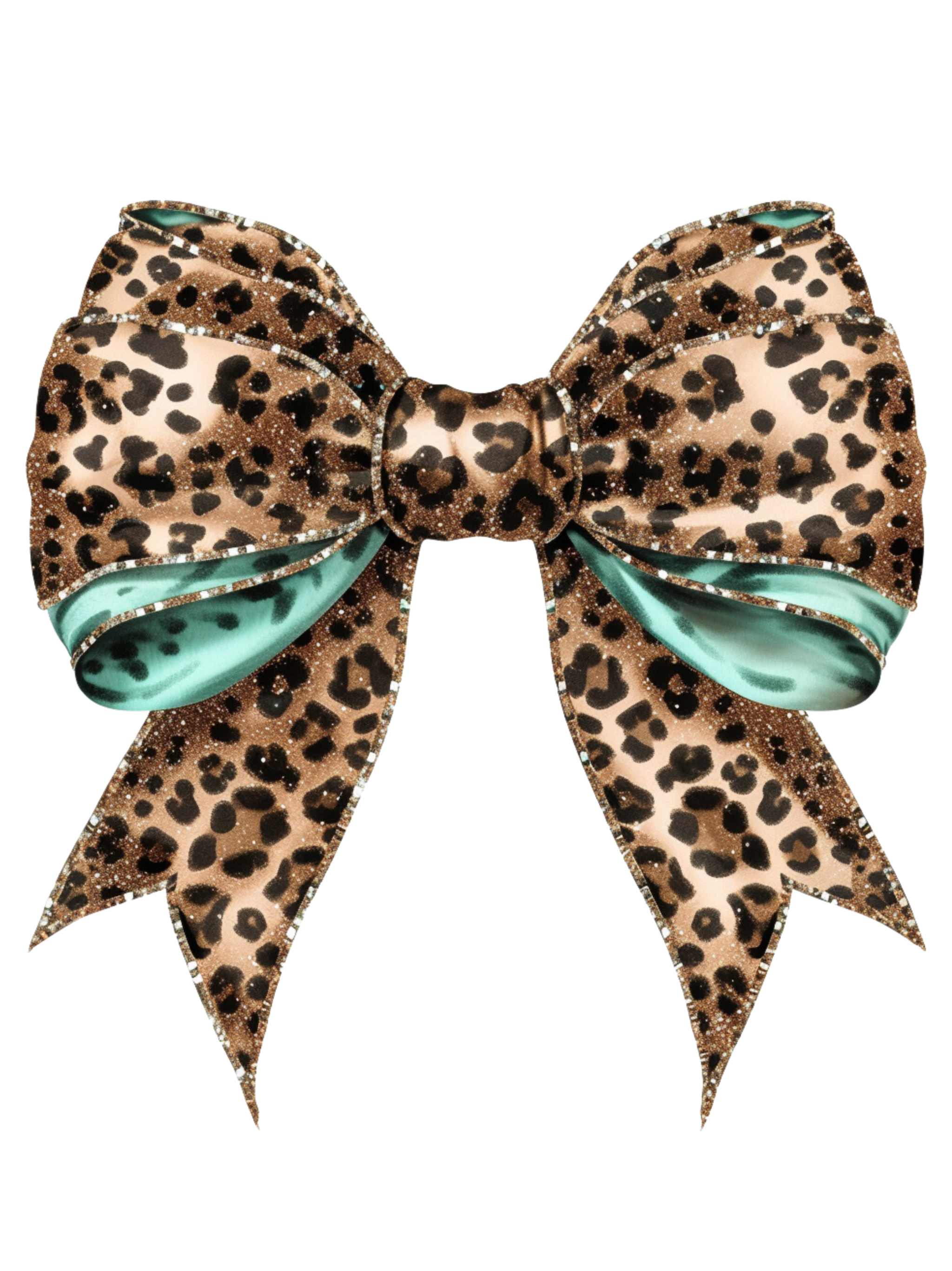 DTF Print-Cheetah Teal Bow Glitter