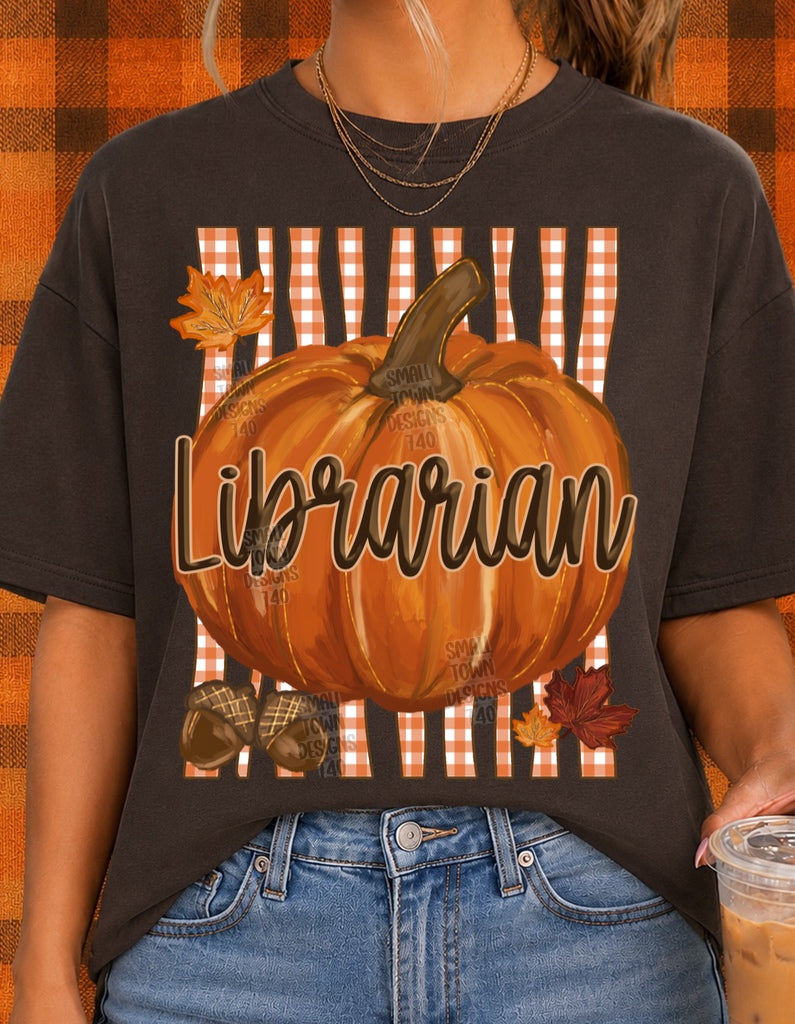 DTF PRINT - Back to School Librarian Pumpkin Fall Main image